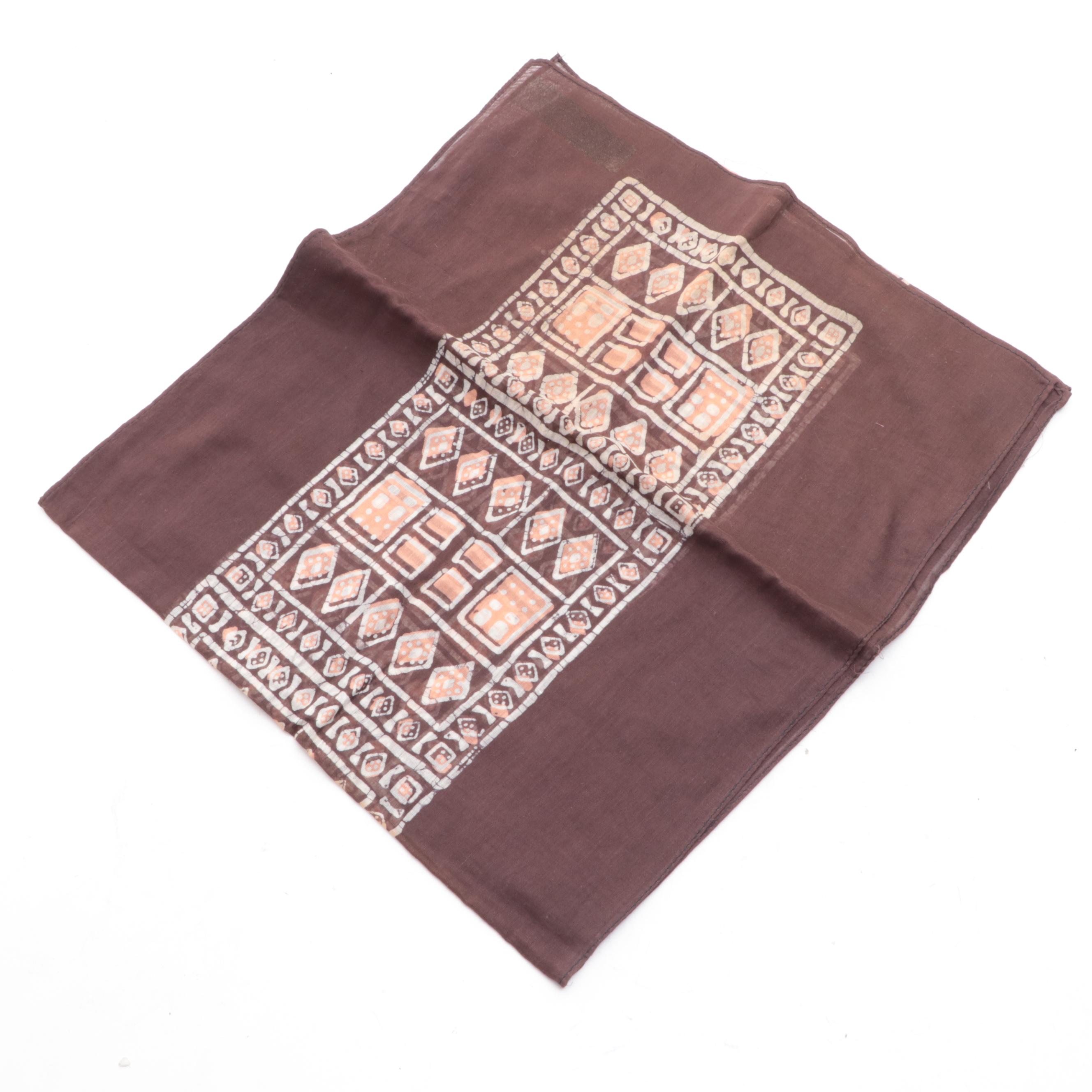 Crocheted Drawstring Pouches with Patterned Scarves