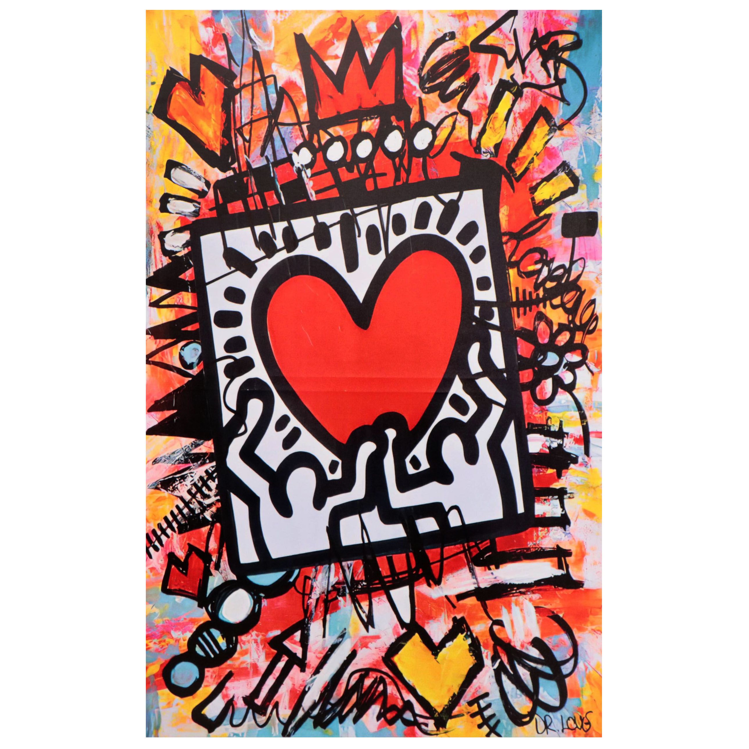 Graffiti Style Pop Art Giclée Featuring Image After Keith Haring