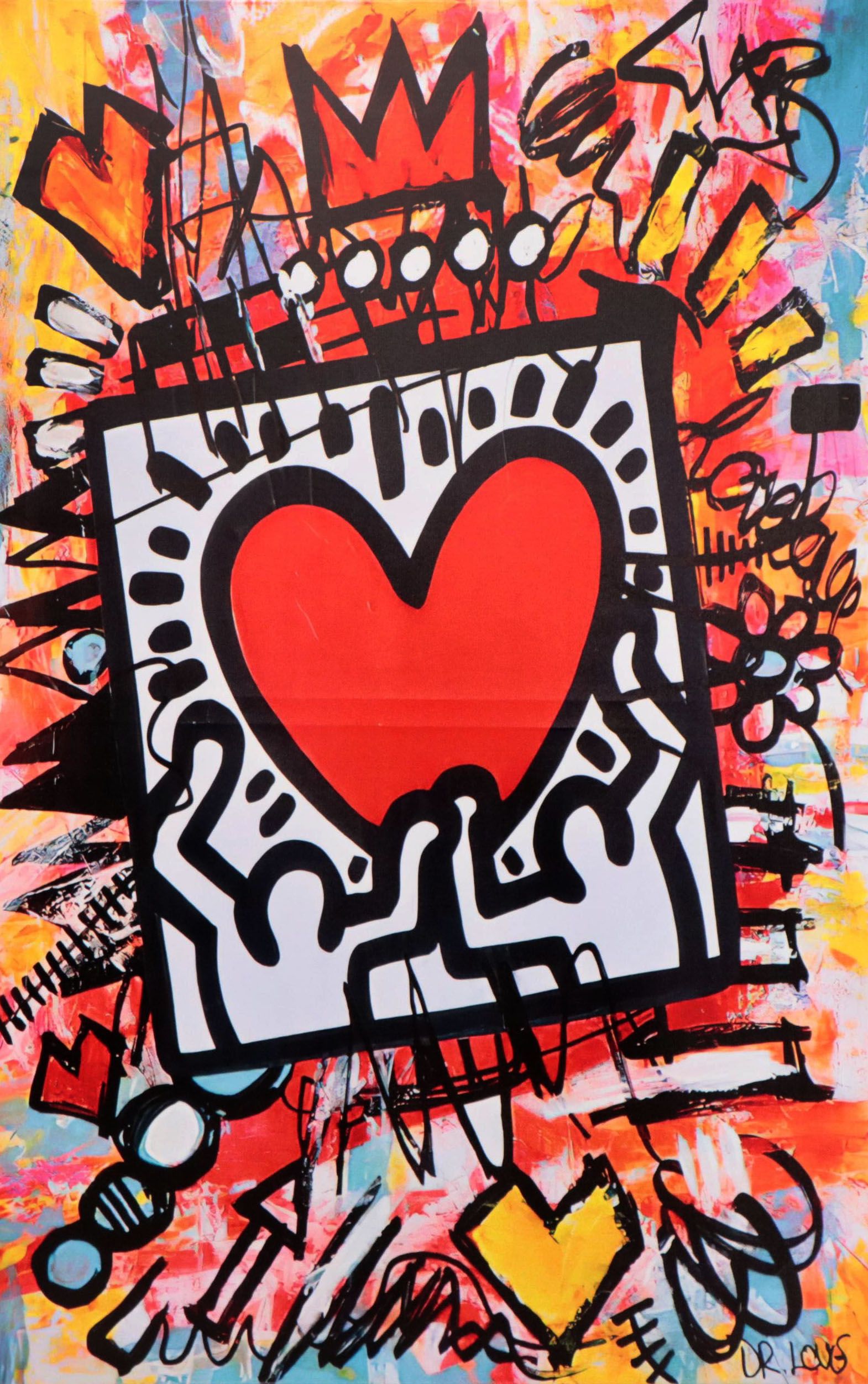 Graffiti Style Pop Art Giclée Featuring Image After Keith Haring