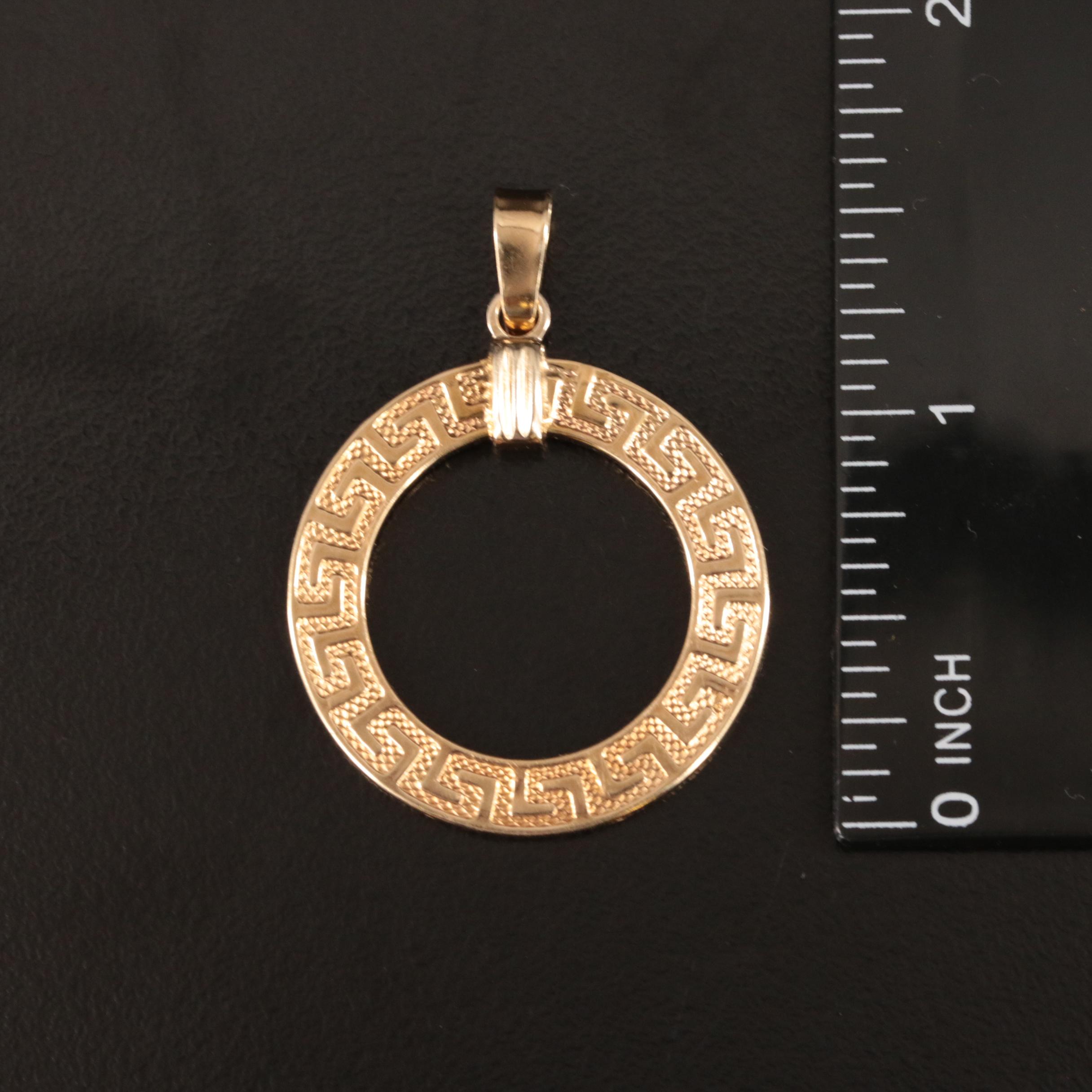 Italian 10K Green Key Circle Pendant