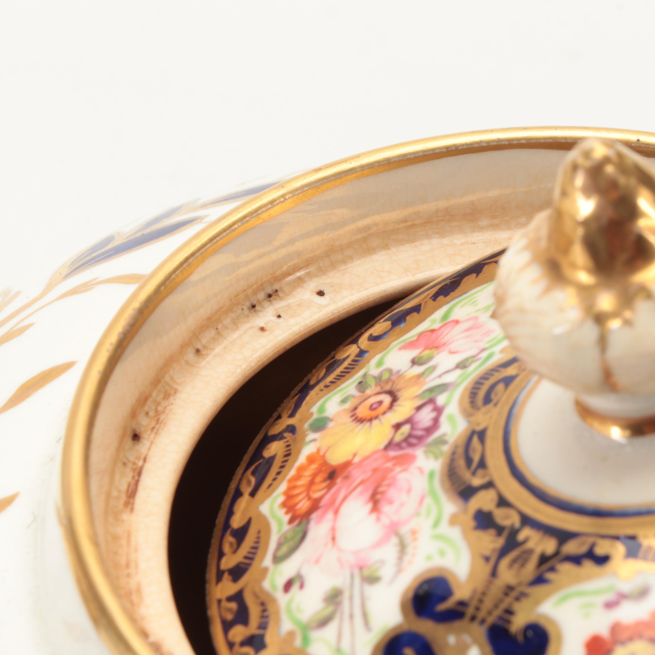 Derby Fruit Bowl and Other Hand-Painted English Porcelain Tableware