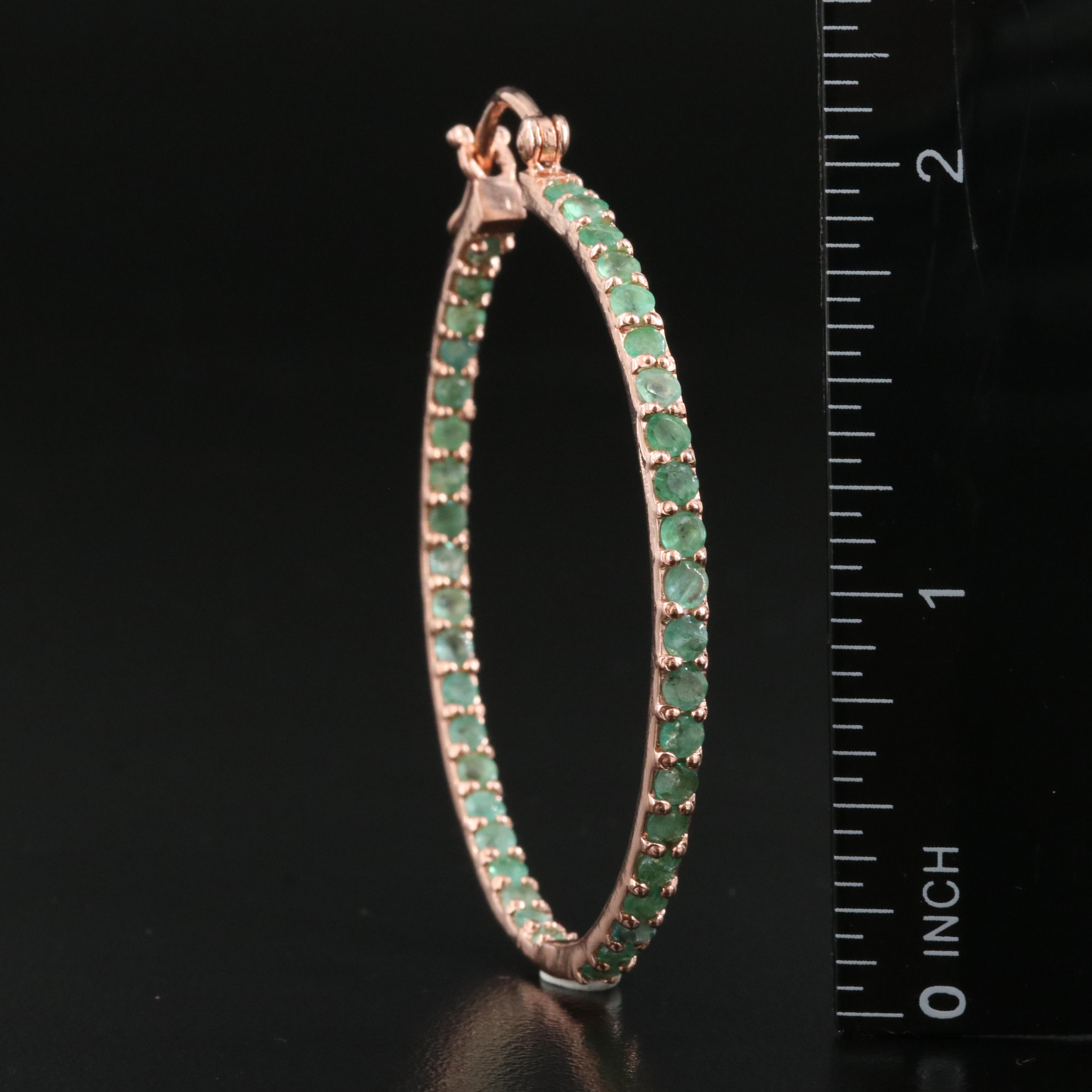 Sterling Emerald Inside-Out Large Hoop Earrings