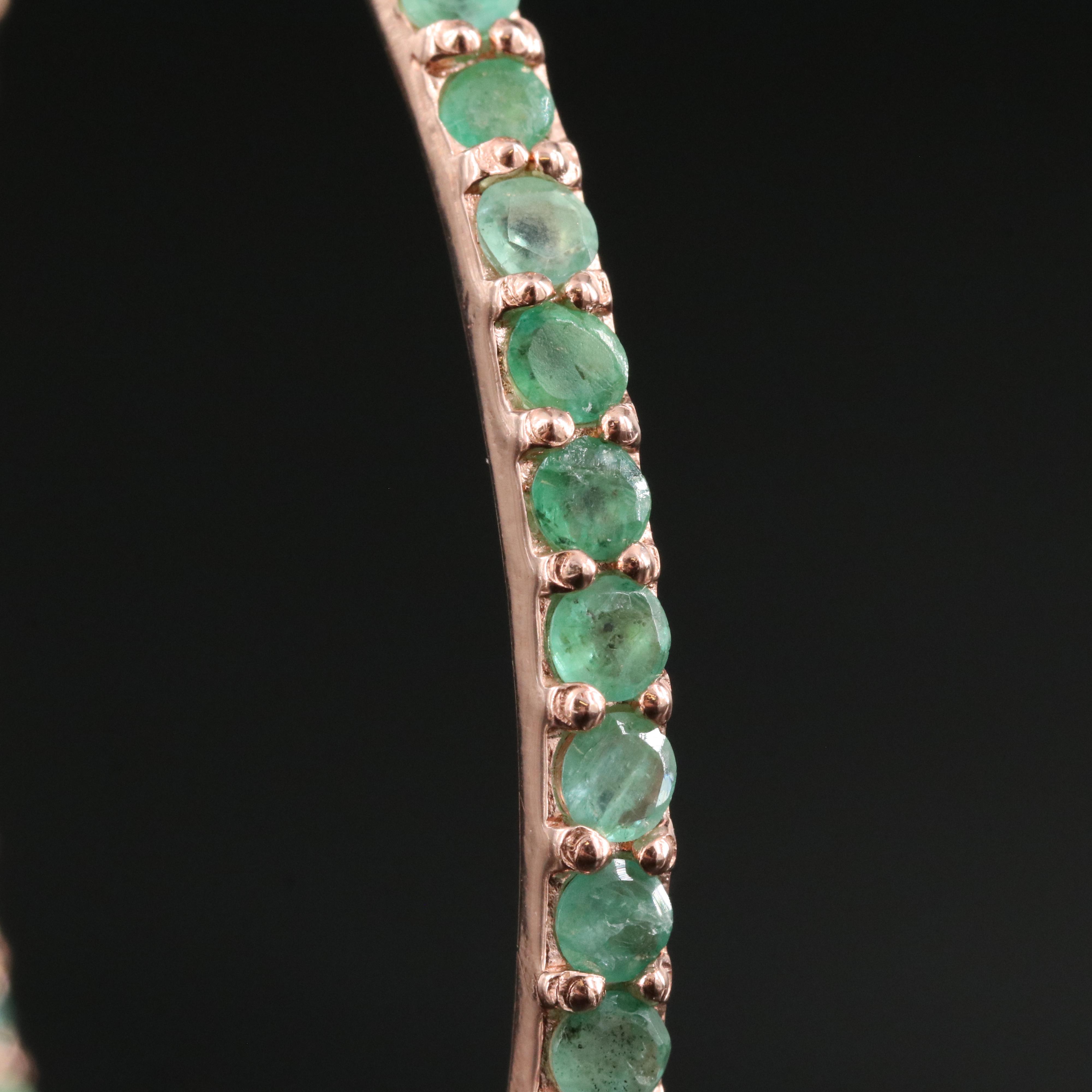 Sterling Emerald Inside-Out Large Hoop Earrings