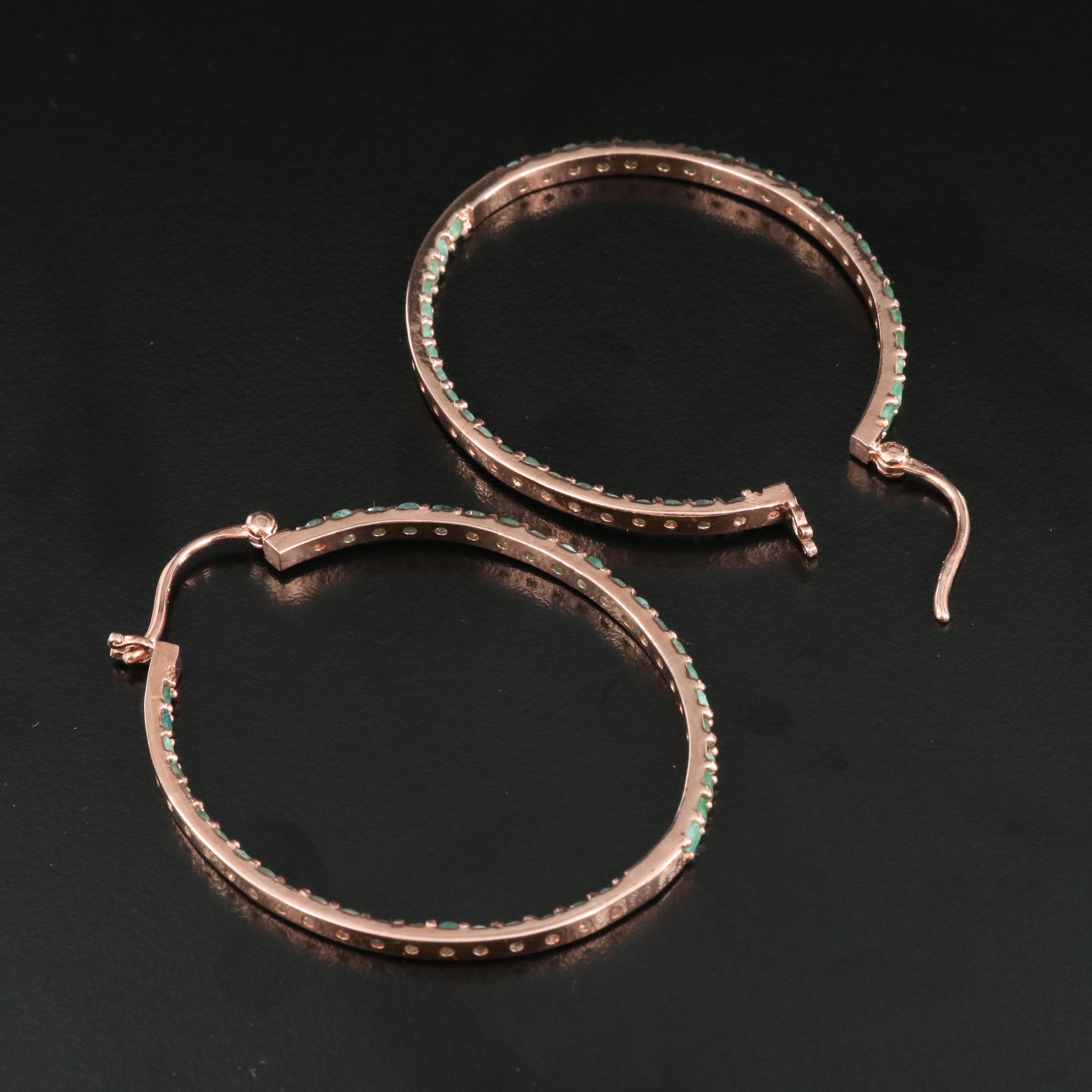 Sterling Emerald Inside-Out Large Hoop Earrings