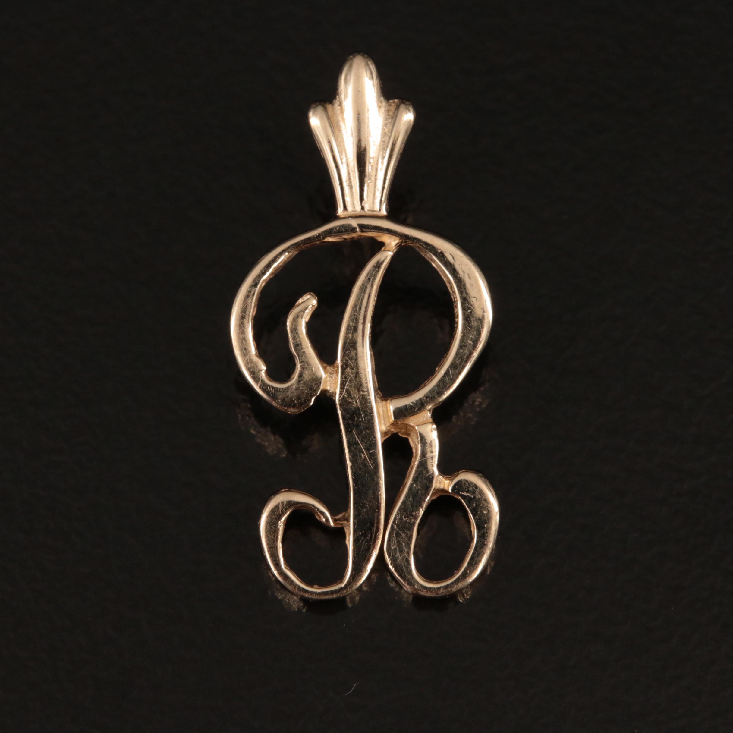 14K "R" Initial Pendant