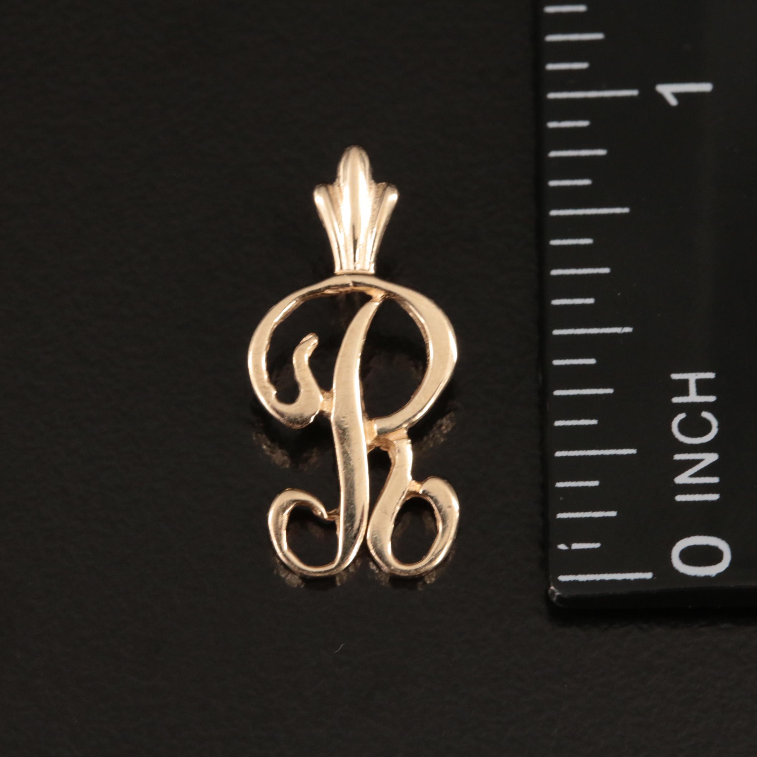 14K "R" Initial Pendant