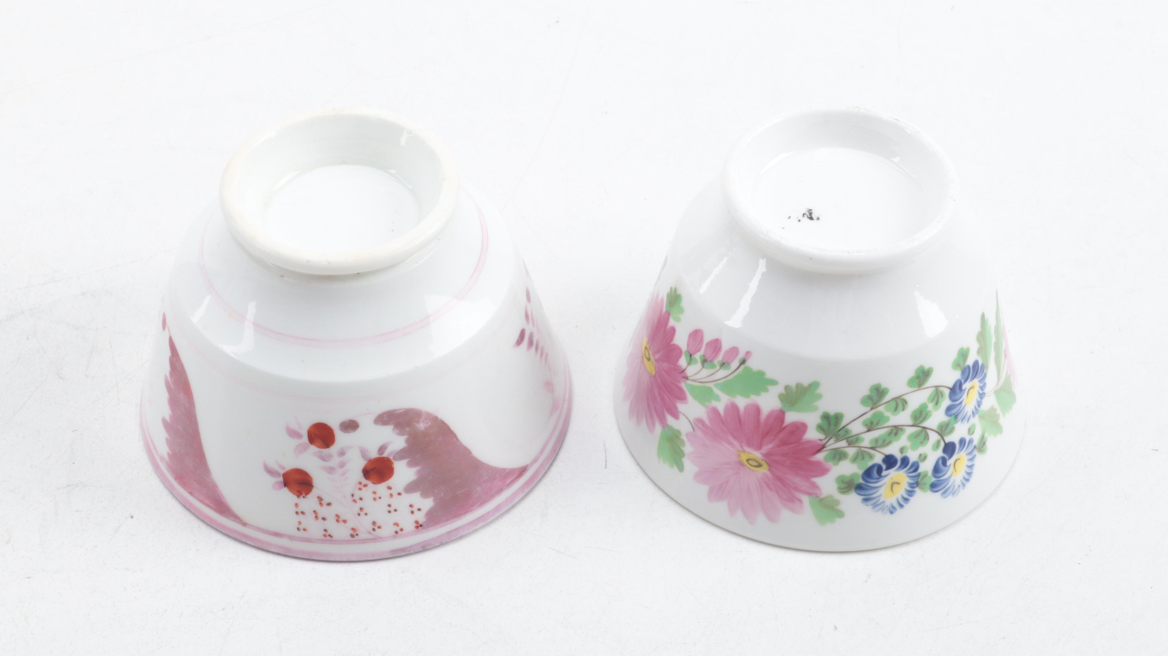 English Pearlware Pink Luster and Other Teacups and Tea Bowls, 19th Century