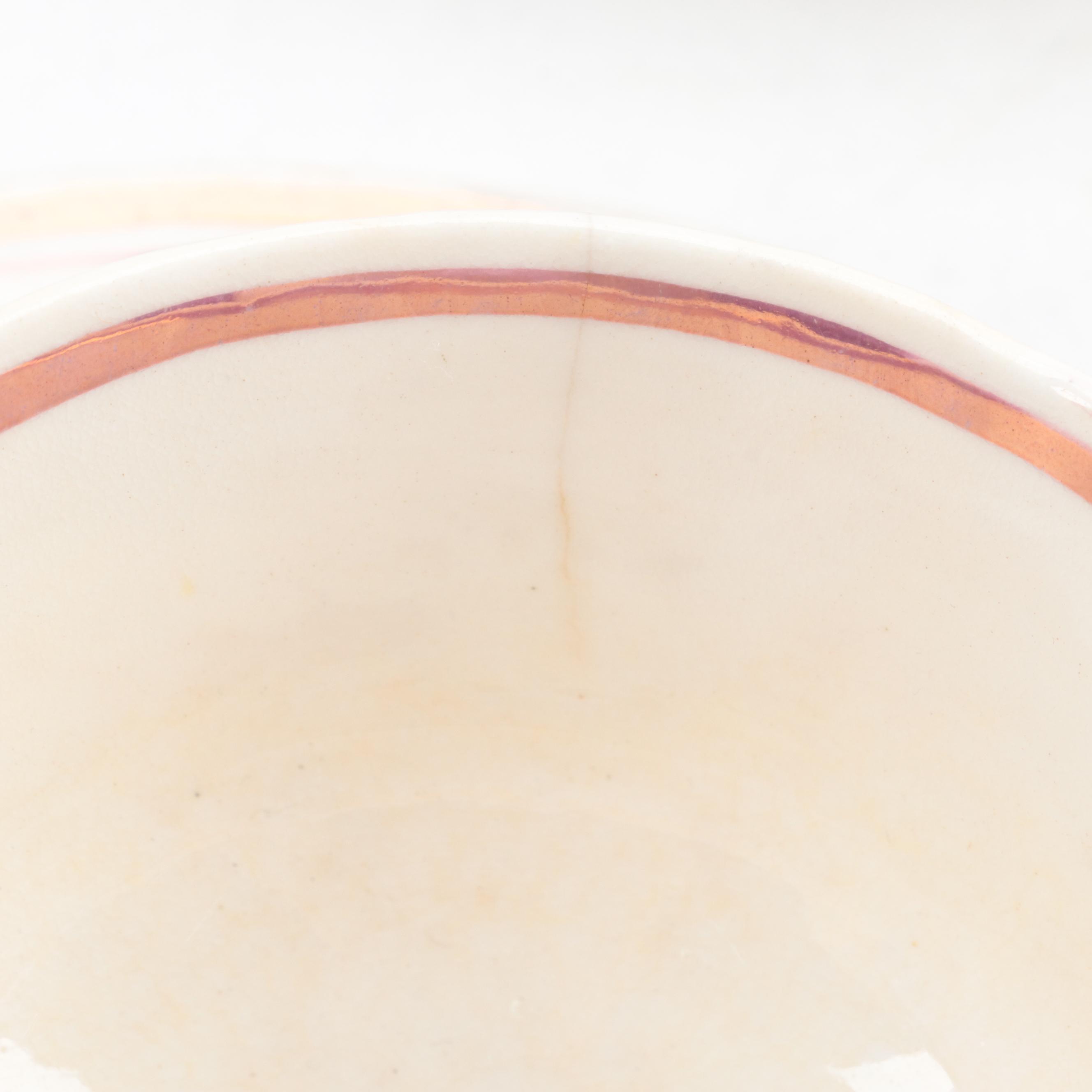 English Pearlware Pink Luster and Other Teacups and Tea Bowls, 19th Century