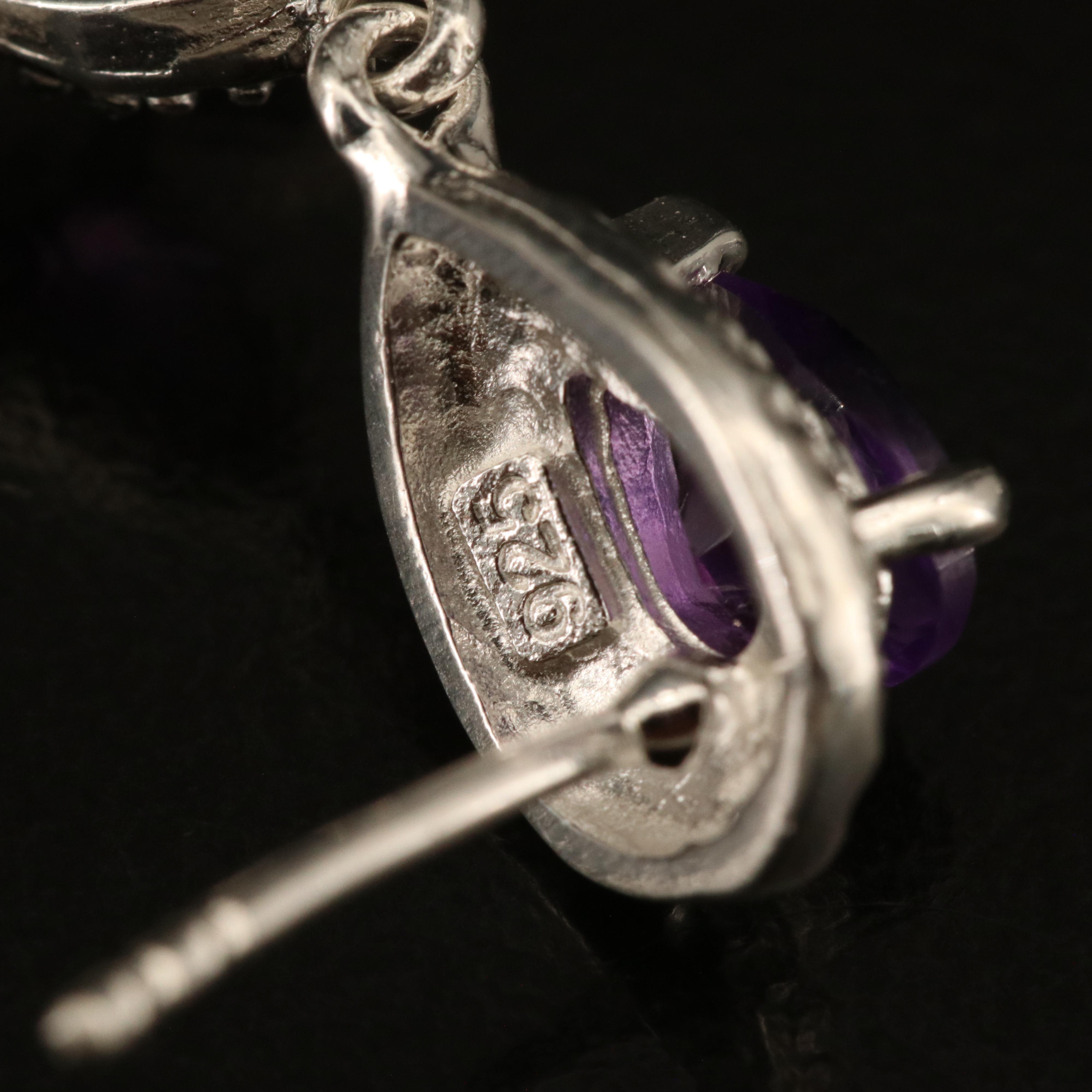 Sterling Amethyst Cluster Earrings