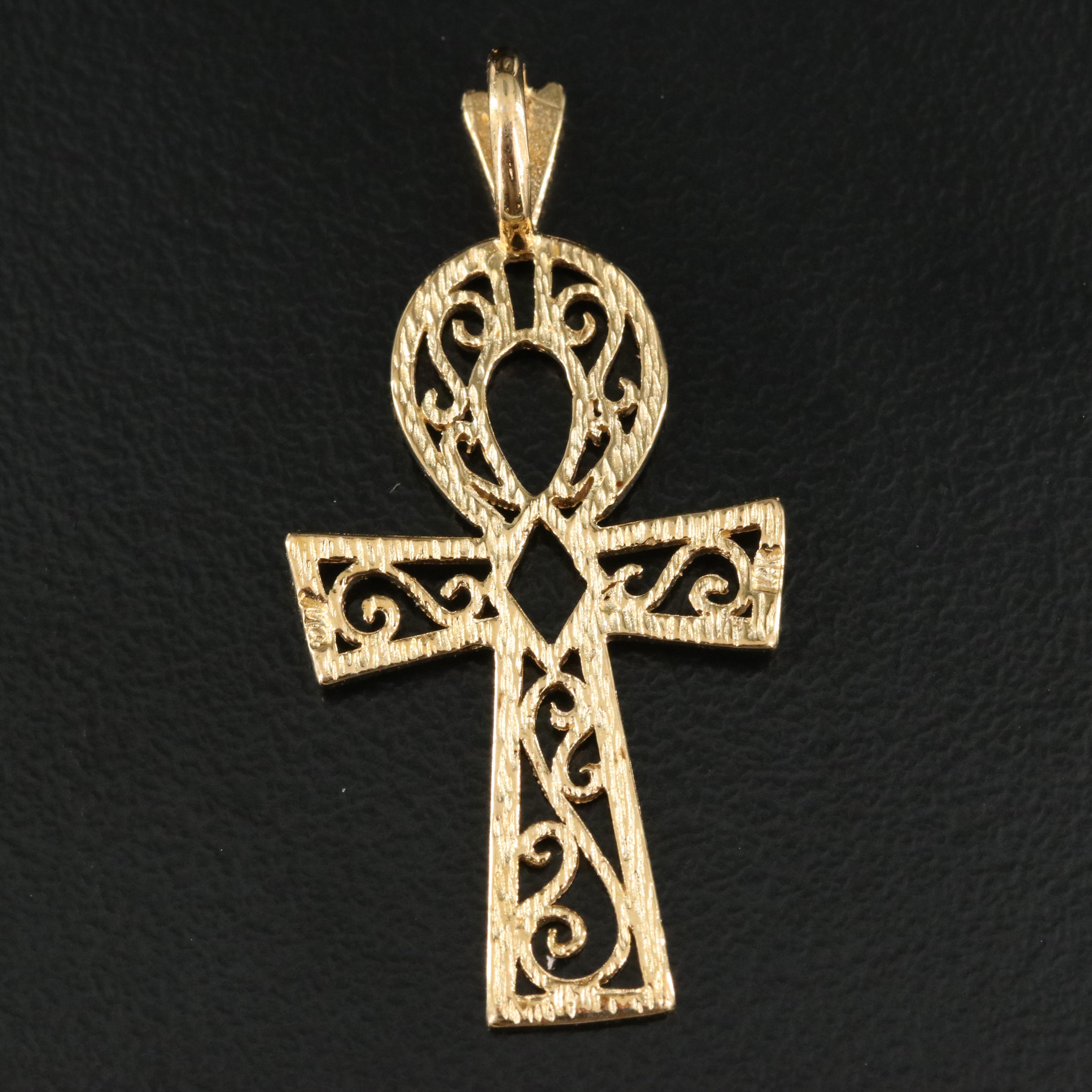 14K Openwork Ankh Pendant