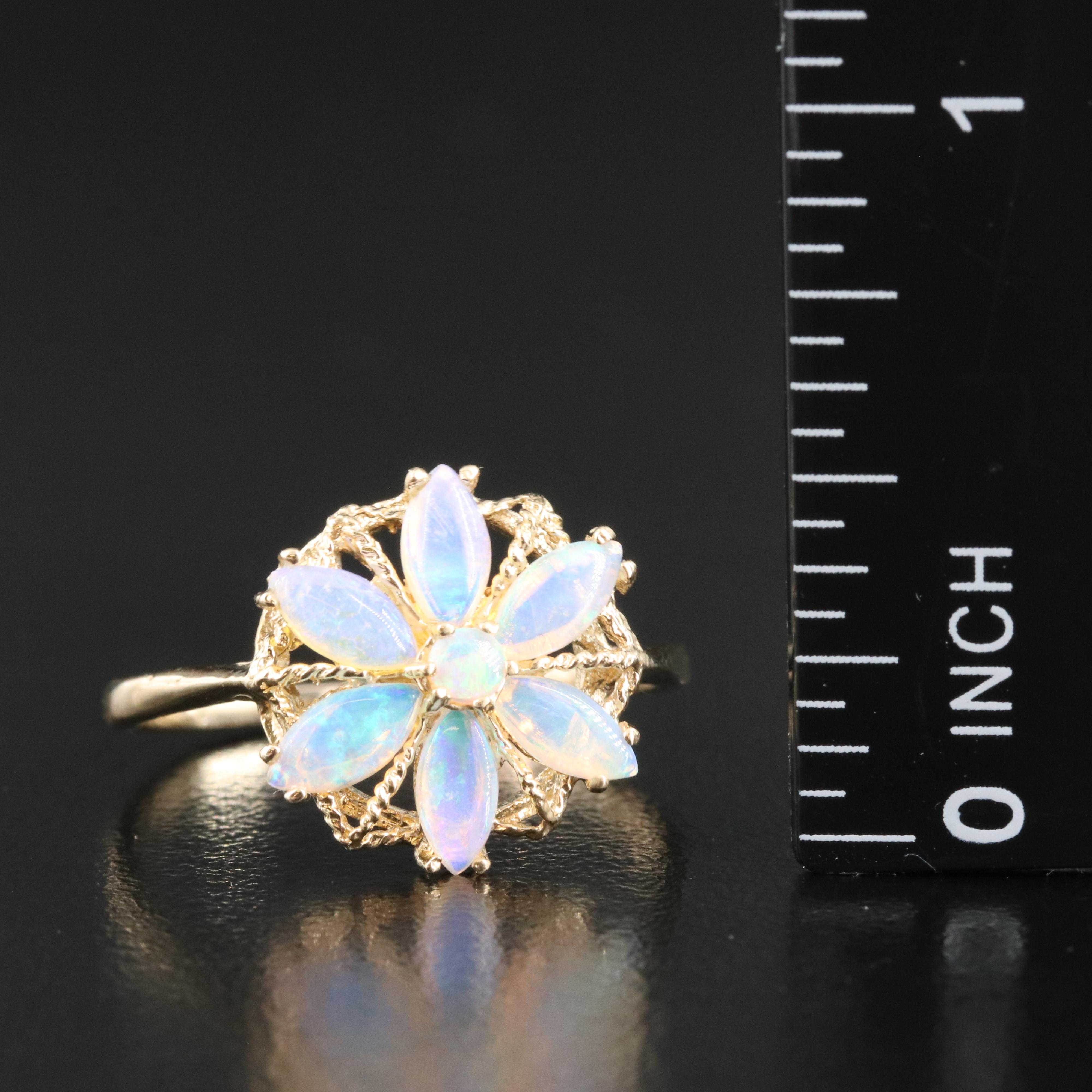 14K Opal Flower Ring