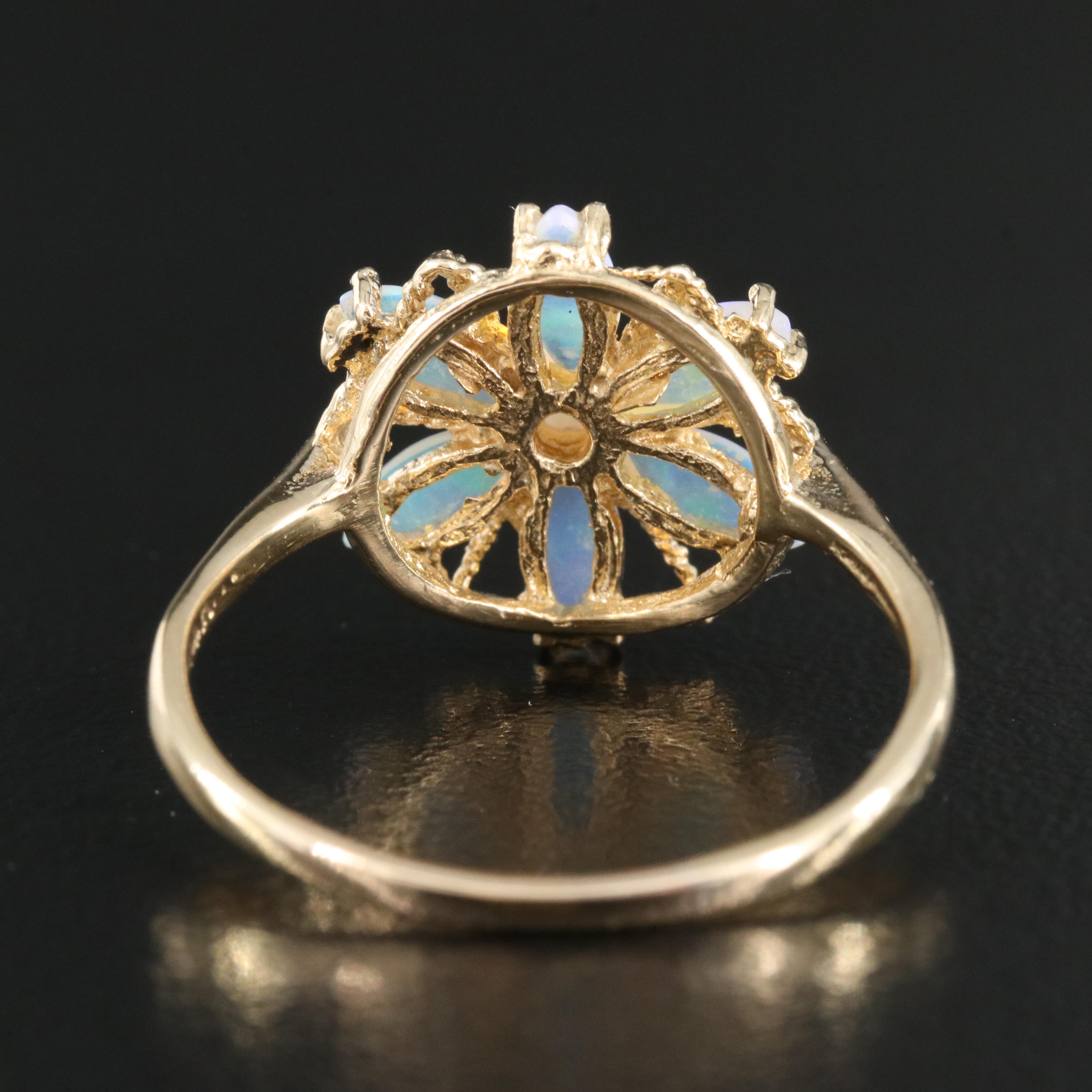 14K Opal Flower Ring