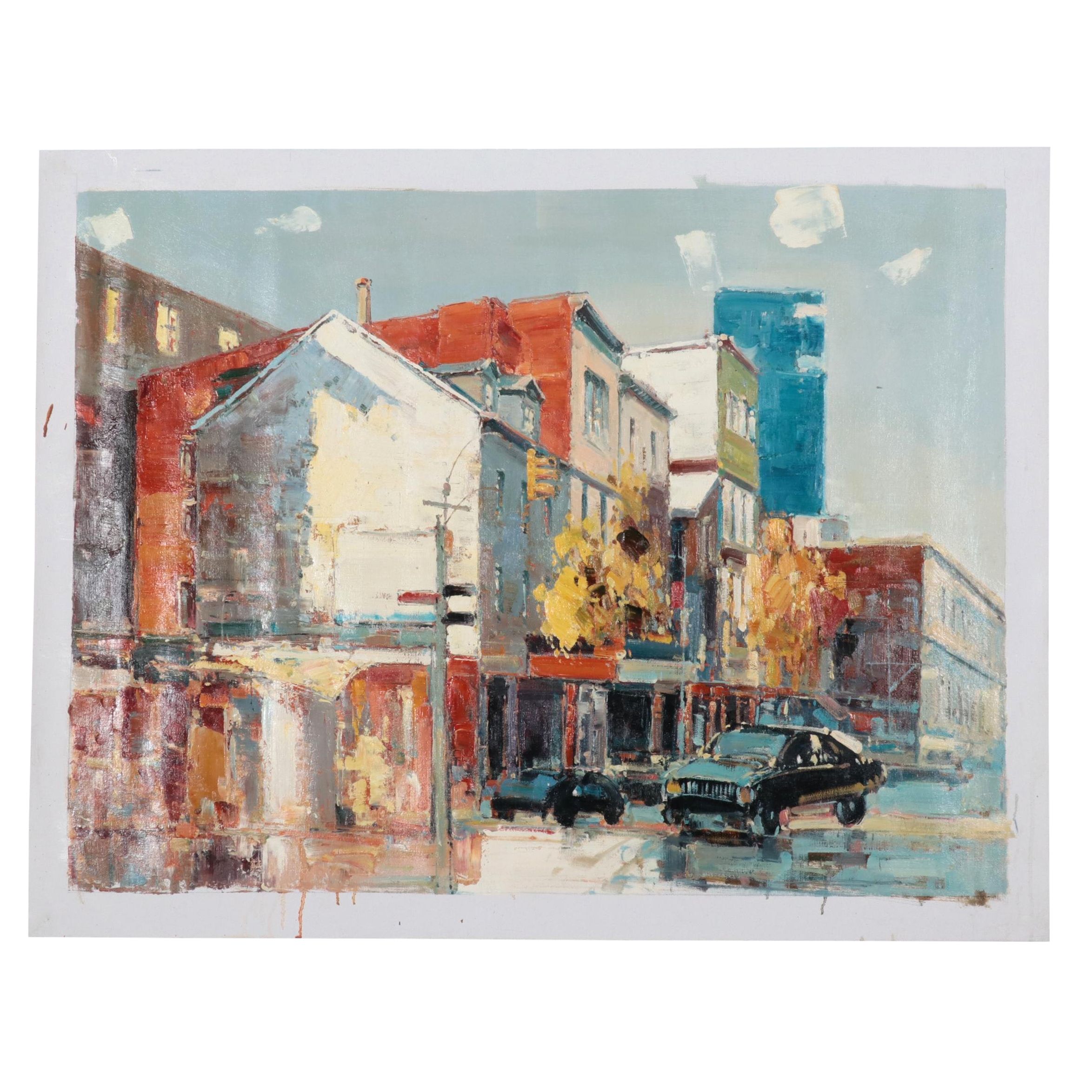 Oil Painting of City Scene, 21st Century