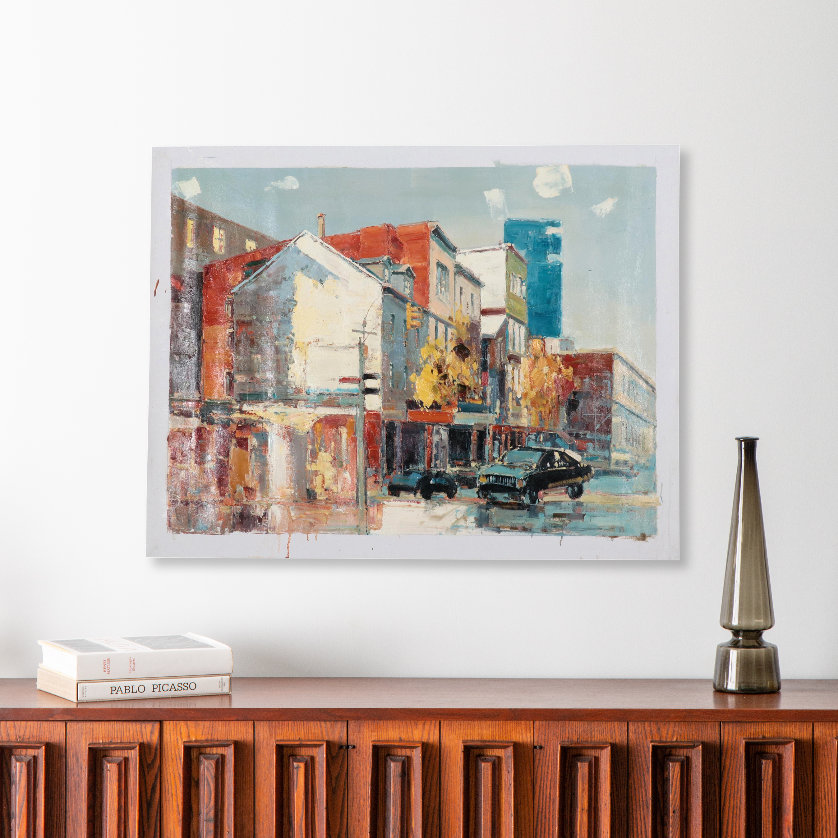 Oil Painting of City Scene, 21st Century