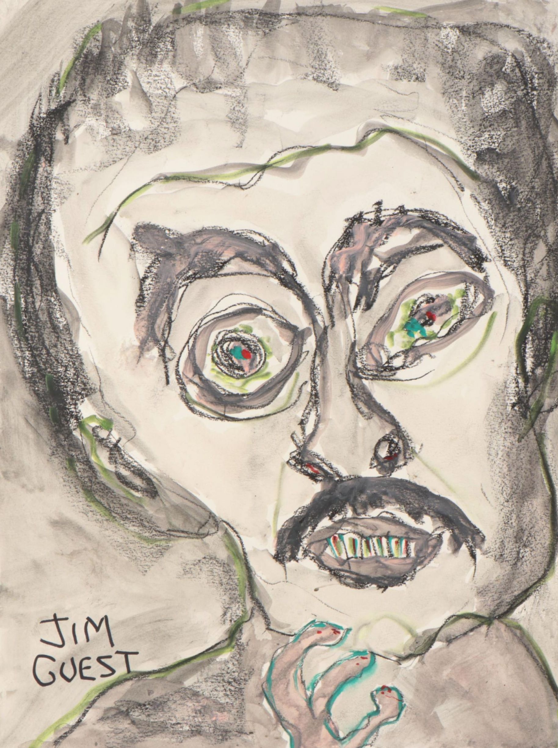 Jim Guest Figural Mixed Media Painting