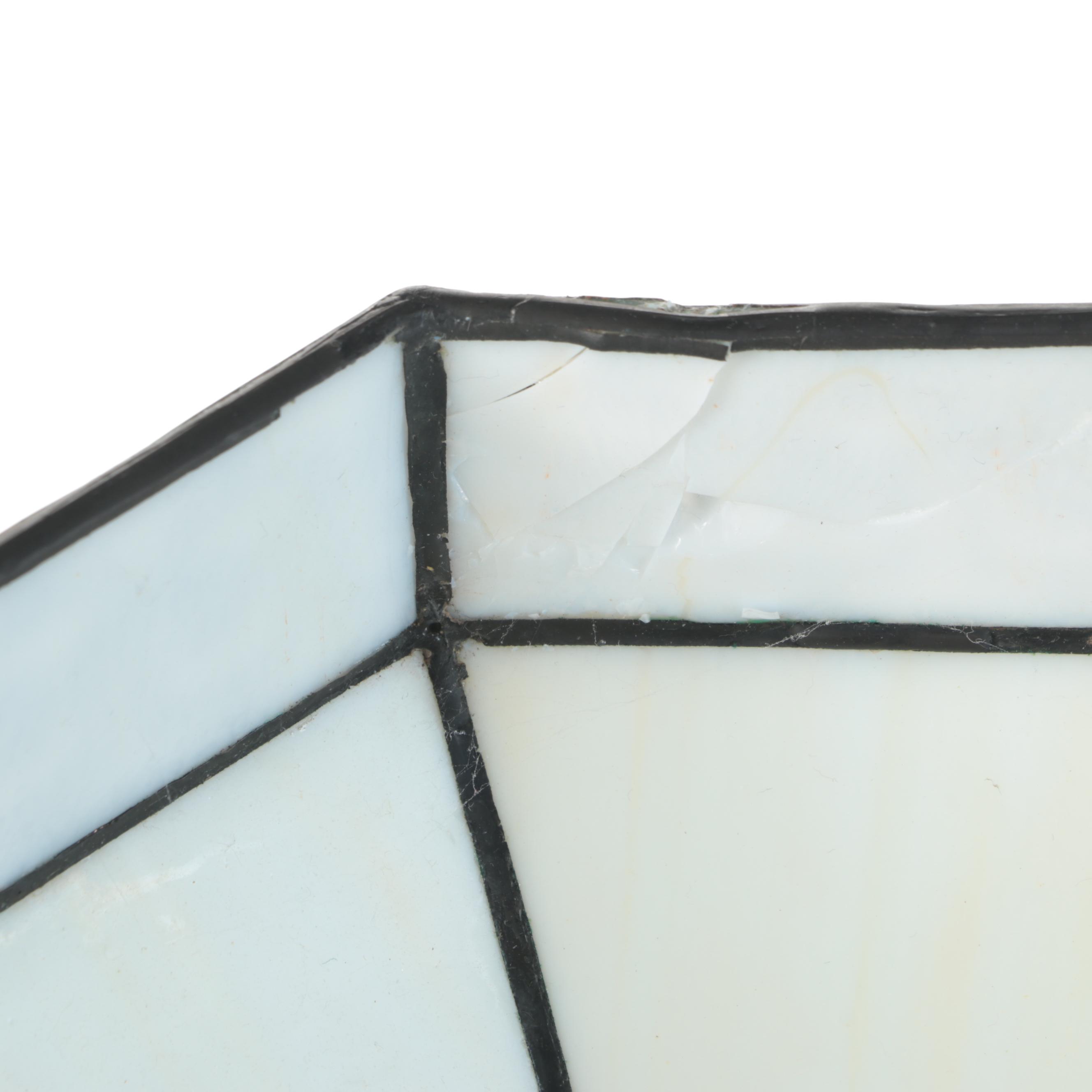 Pair of Slag Glass and Cast Metal Table Lamps, Contemporary