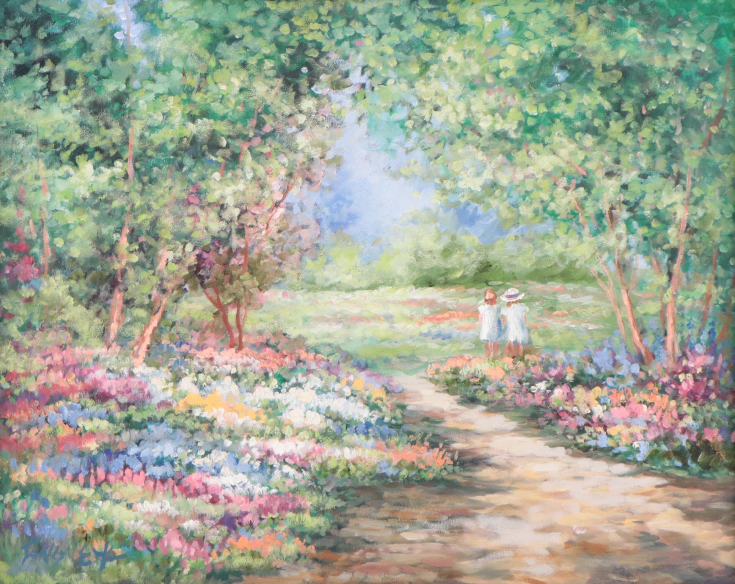Impressionist Inspired Garden Landscape Oil Painting