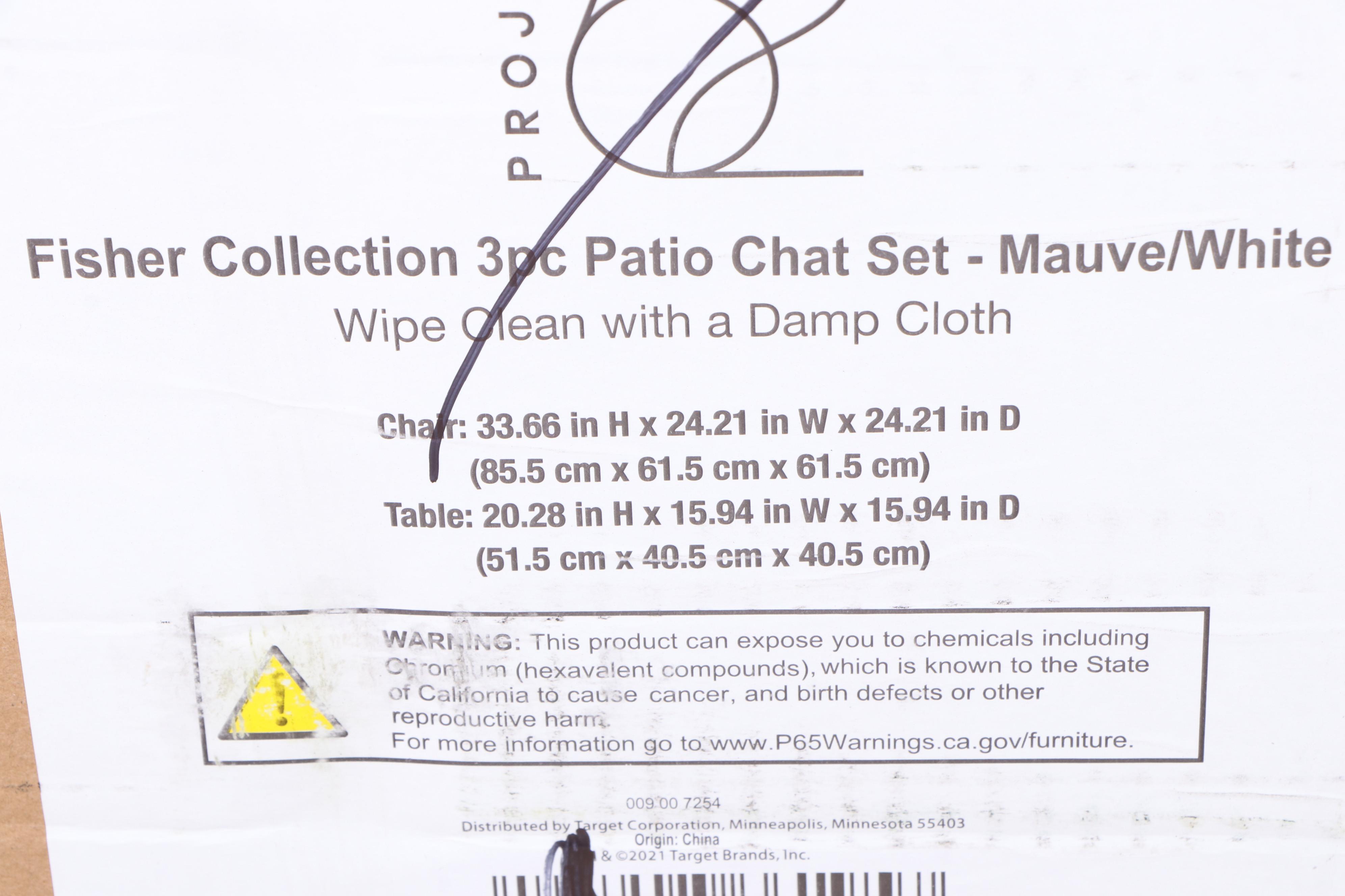 Project 62 Fisher Three-Piece Patio Chat Set in Mauve and White