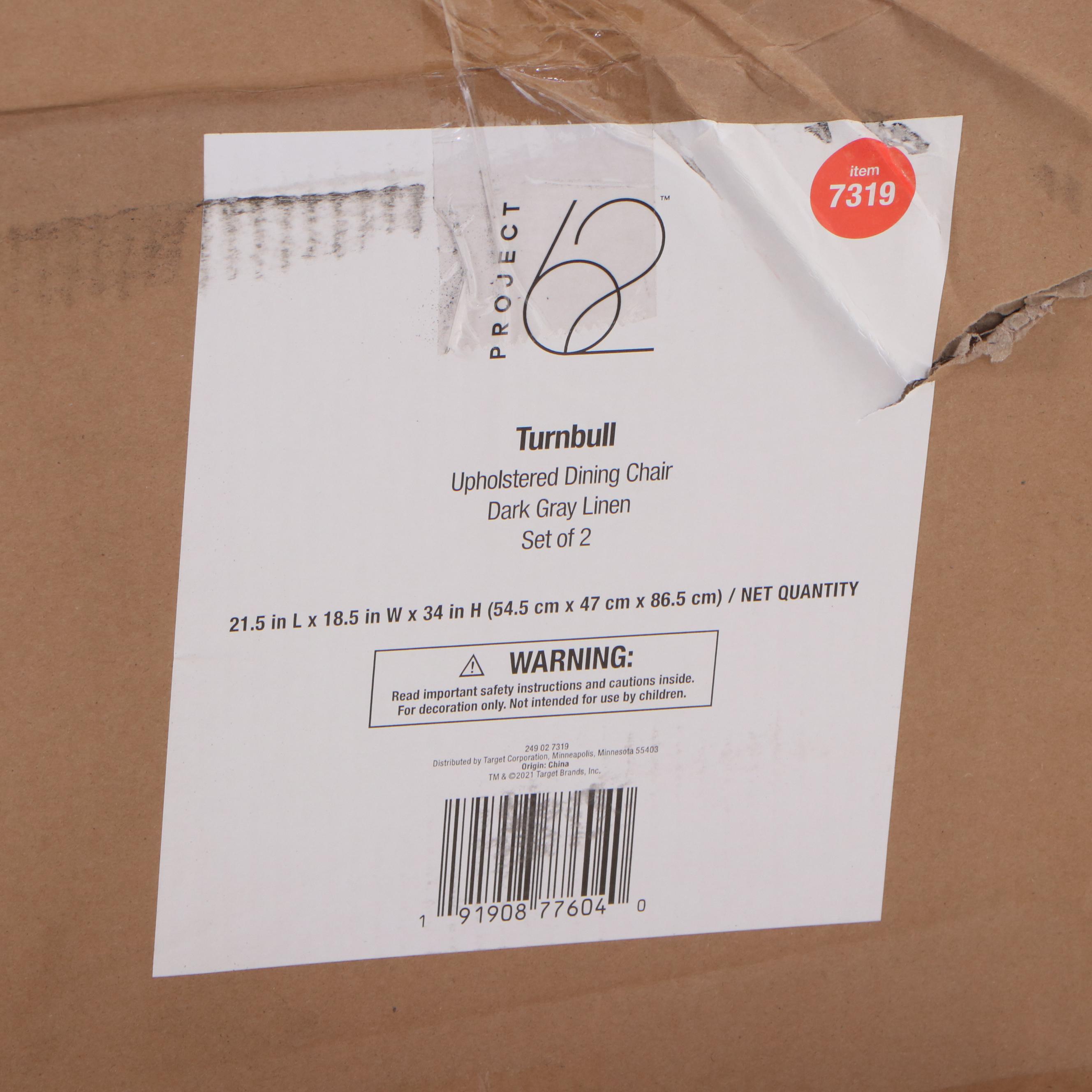 Four Project 62 Turnbull Dark Gray Linen Upholstered Dining Chairs