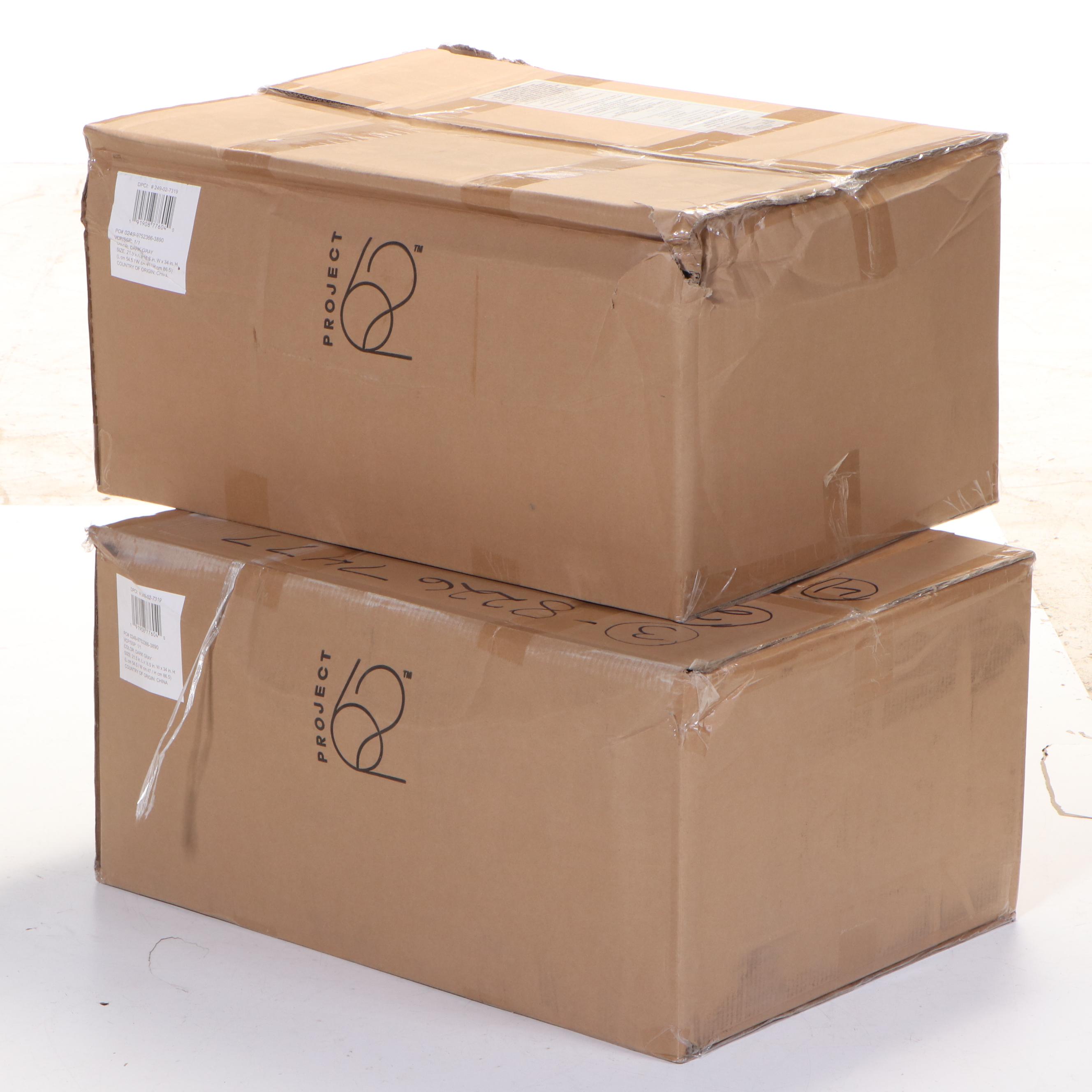 Four Project 62 Turnbull Dark Gray Linen Upholstered Dining Chairs