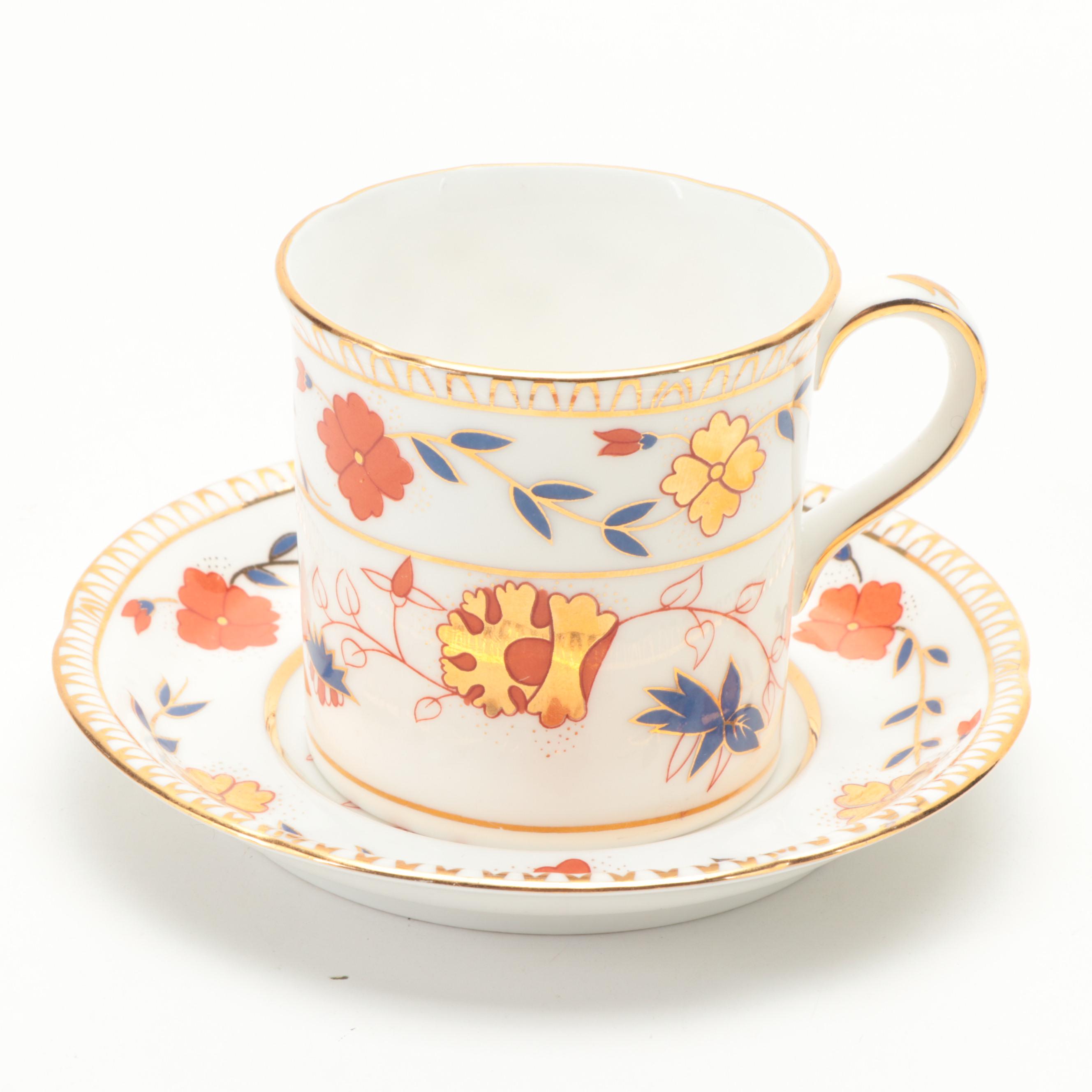 Hankook Imari Style Bone China Coffee Can Demitasse Cups and Saucers