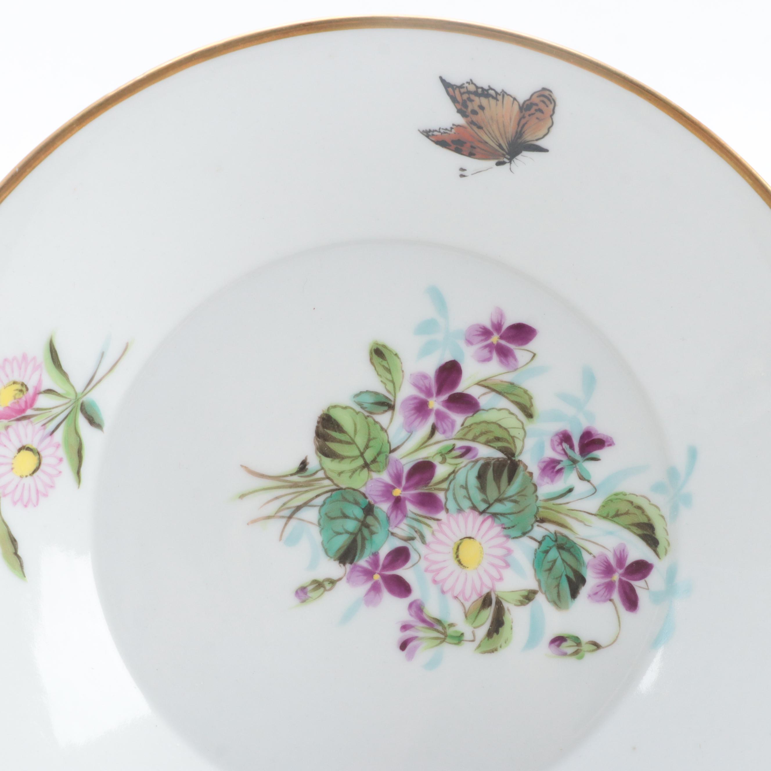 KPM Porcelain Footed Cup and Saucer with Other European Porcelain Teacups