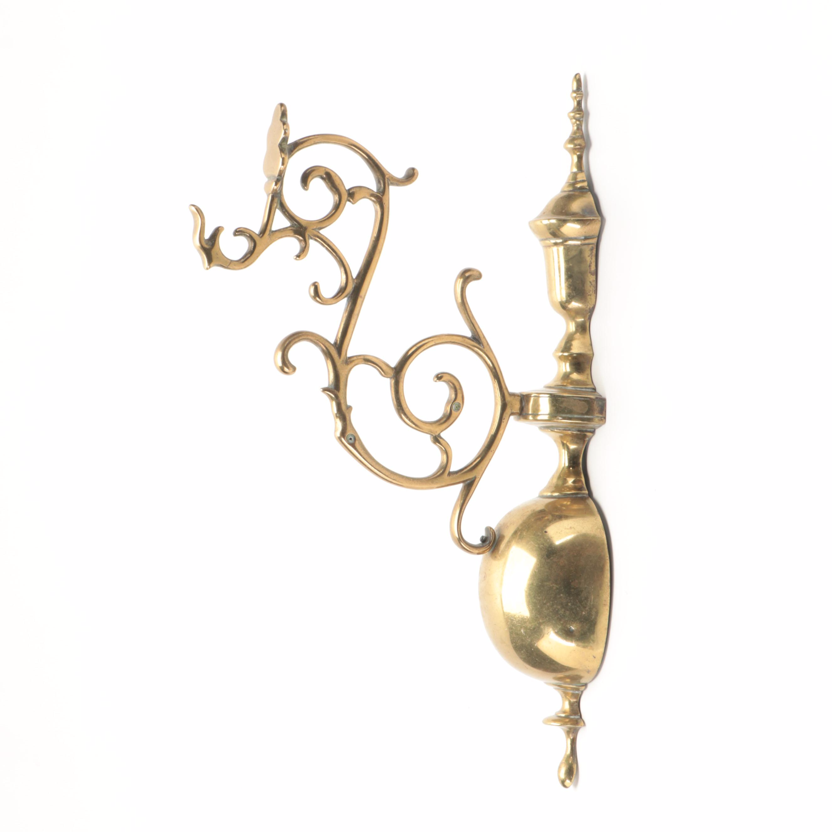 Small Dutch Brass Wall Mounted Four Branch Chandelier and Sconce, 18th Century