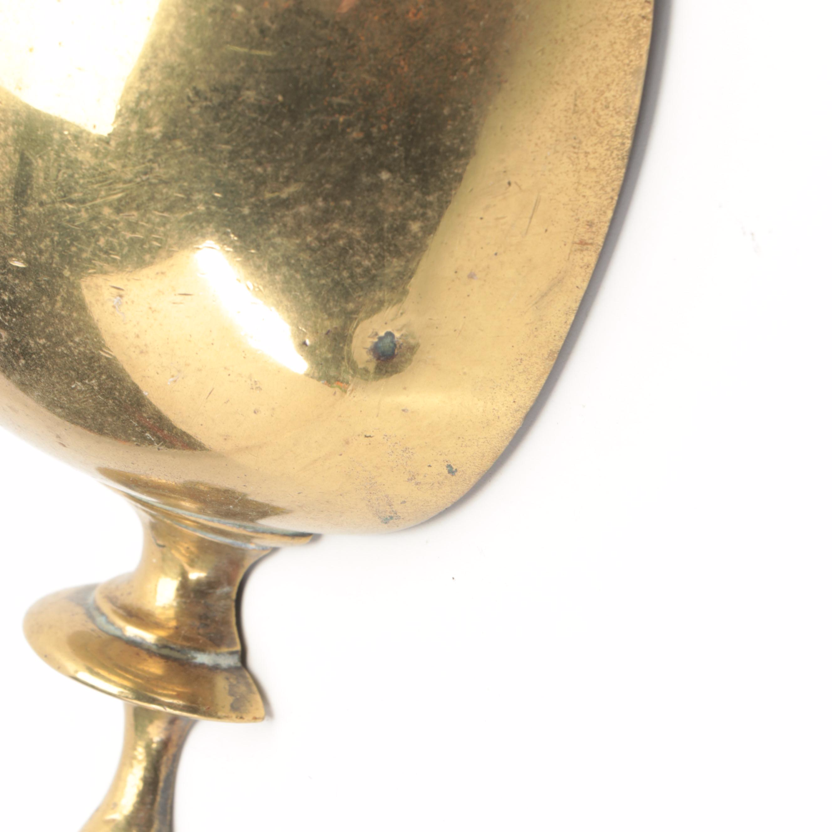 Small Dutch Brass Wall Mounted Four Branch Chandelier and Sconce, 18th Century