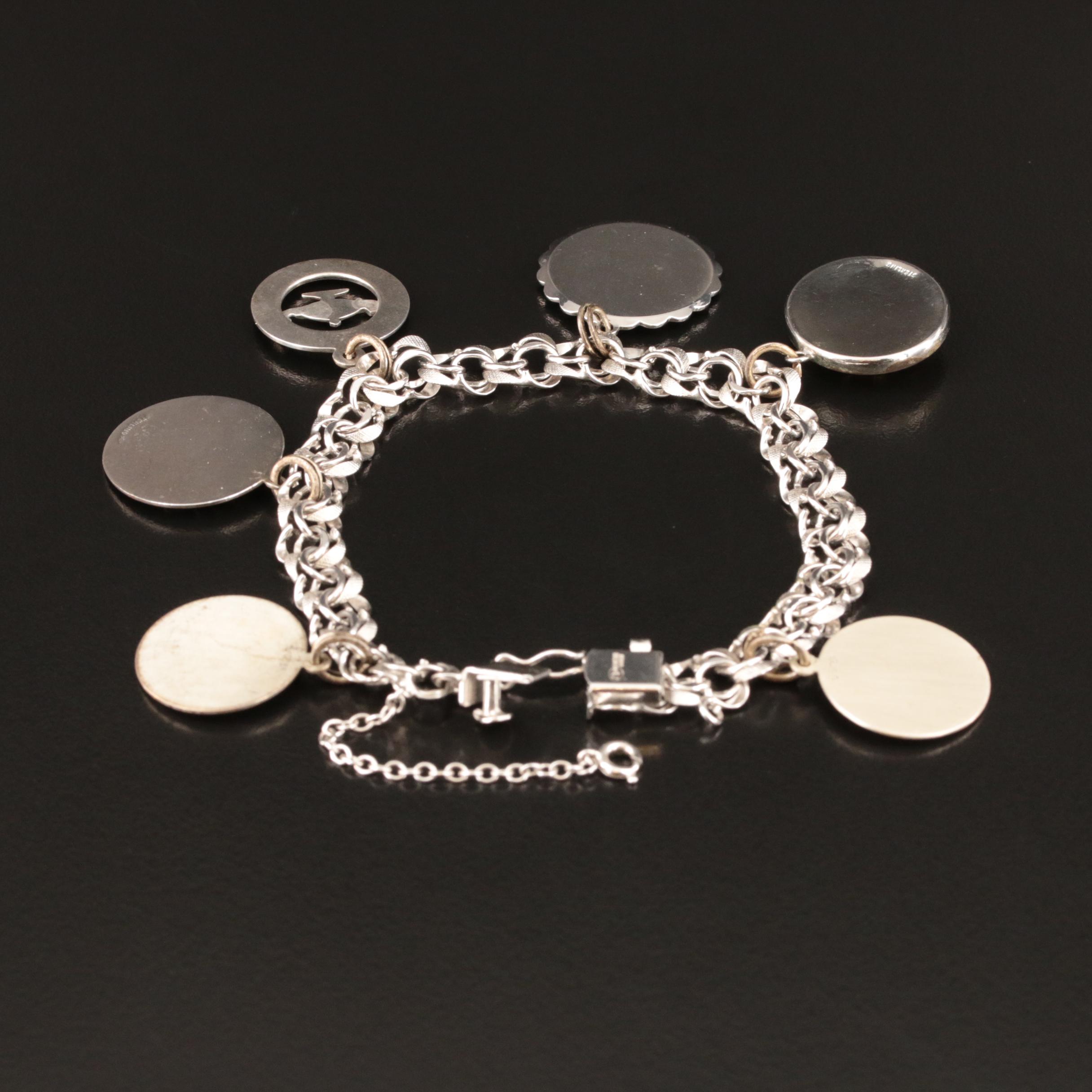 Sterling Glass and Enamel Charm Bracelet Featuring Zodiac Signs