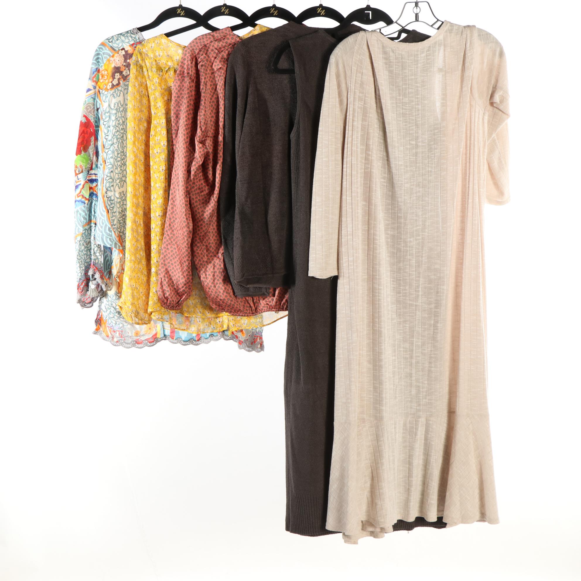Johnny Was, Sundance Silk Blouses, Barefoot Dreams Dress and Cardigan with More