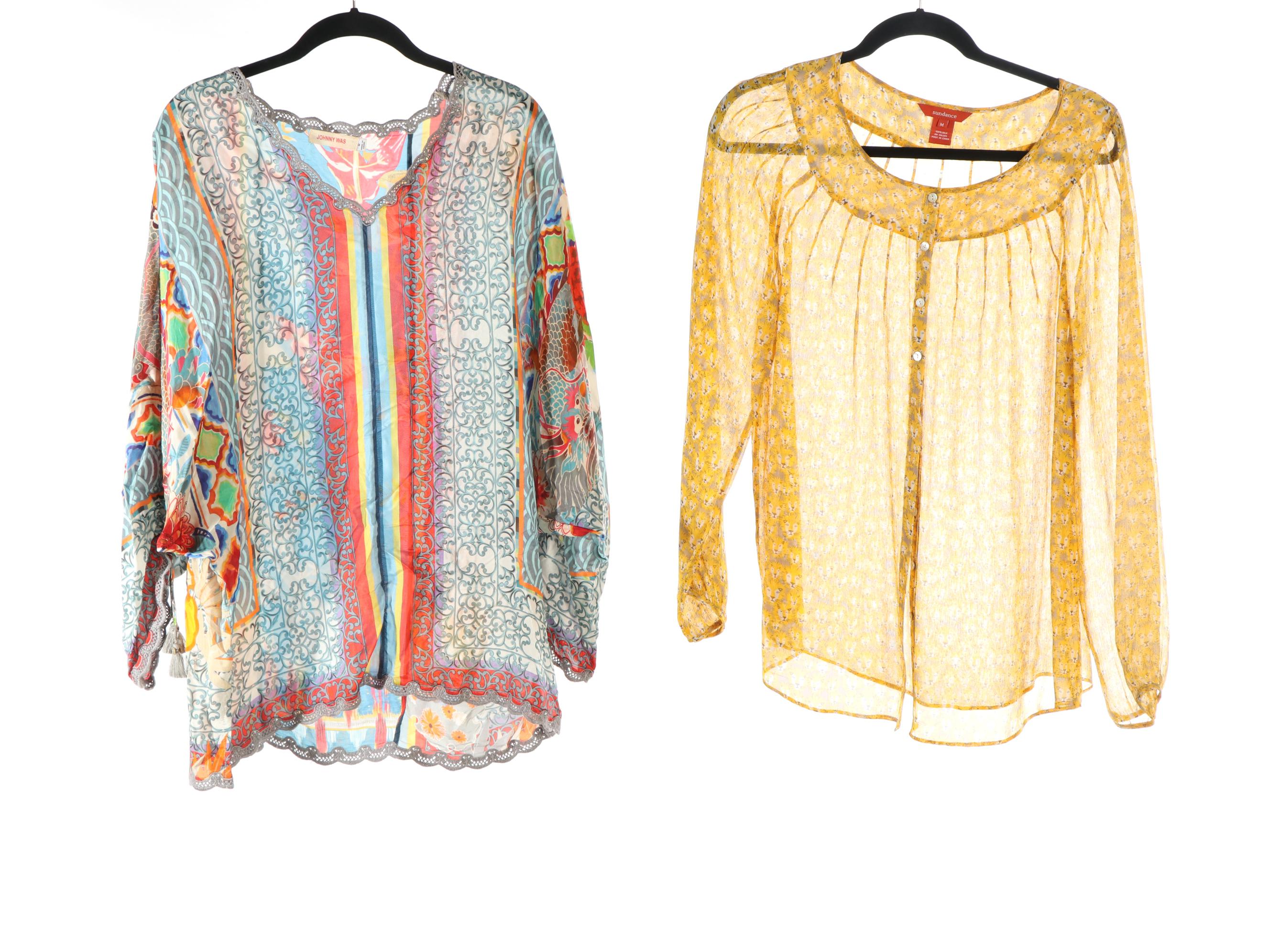 Johnny Was, Sundance Silk Blouses, Barefoot Dreams Dress and Cardigan with More