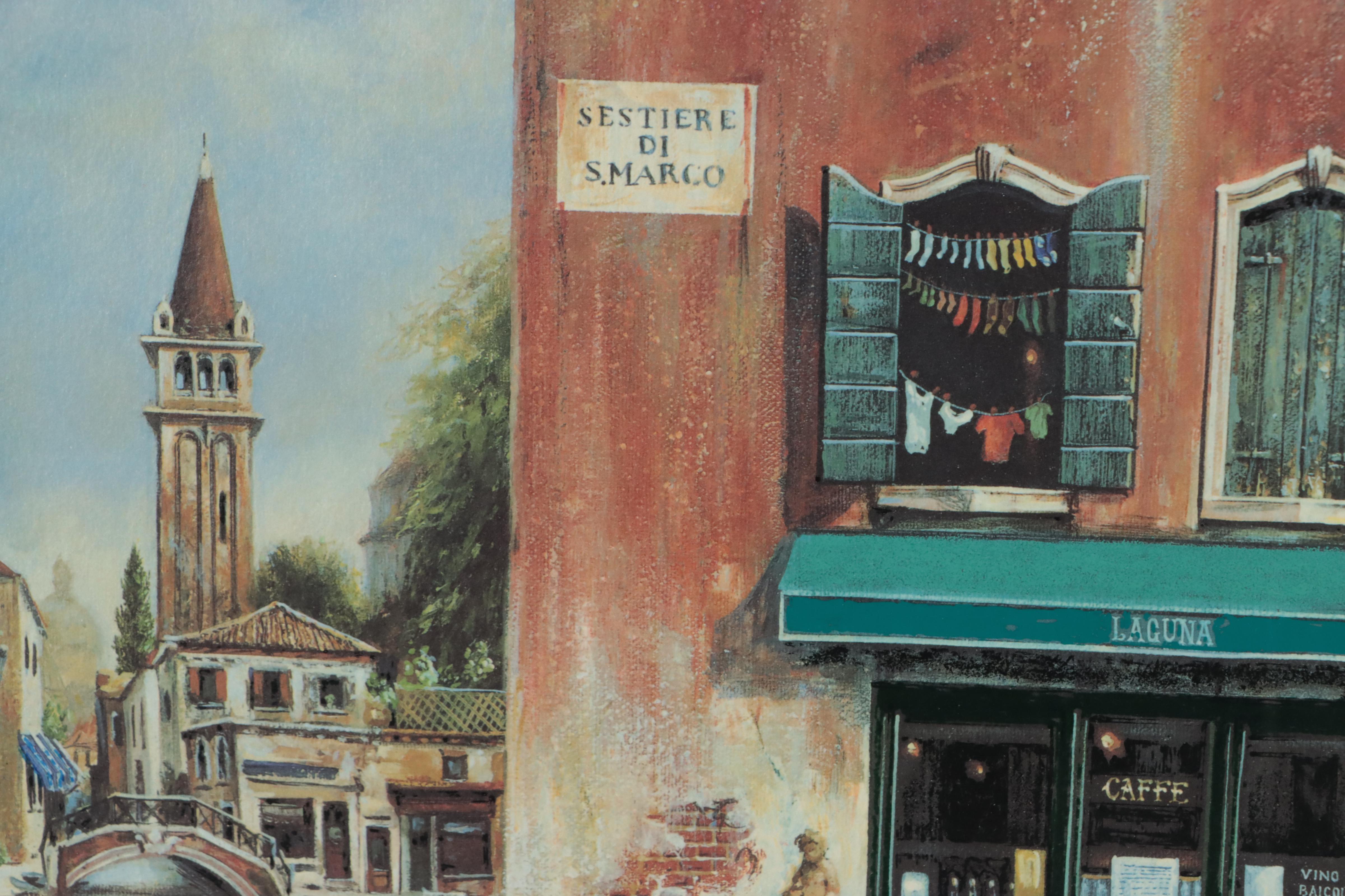 Louis Robichaud Embellished Giclée of Venice Canal Scene