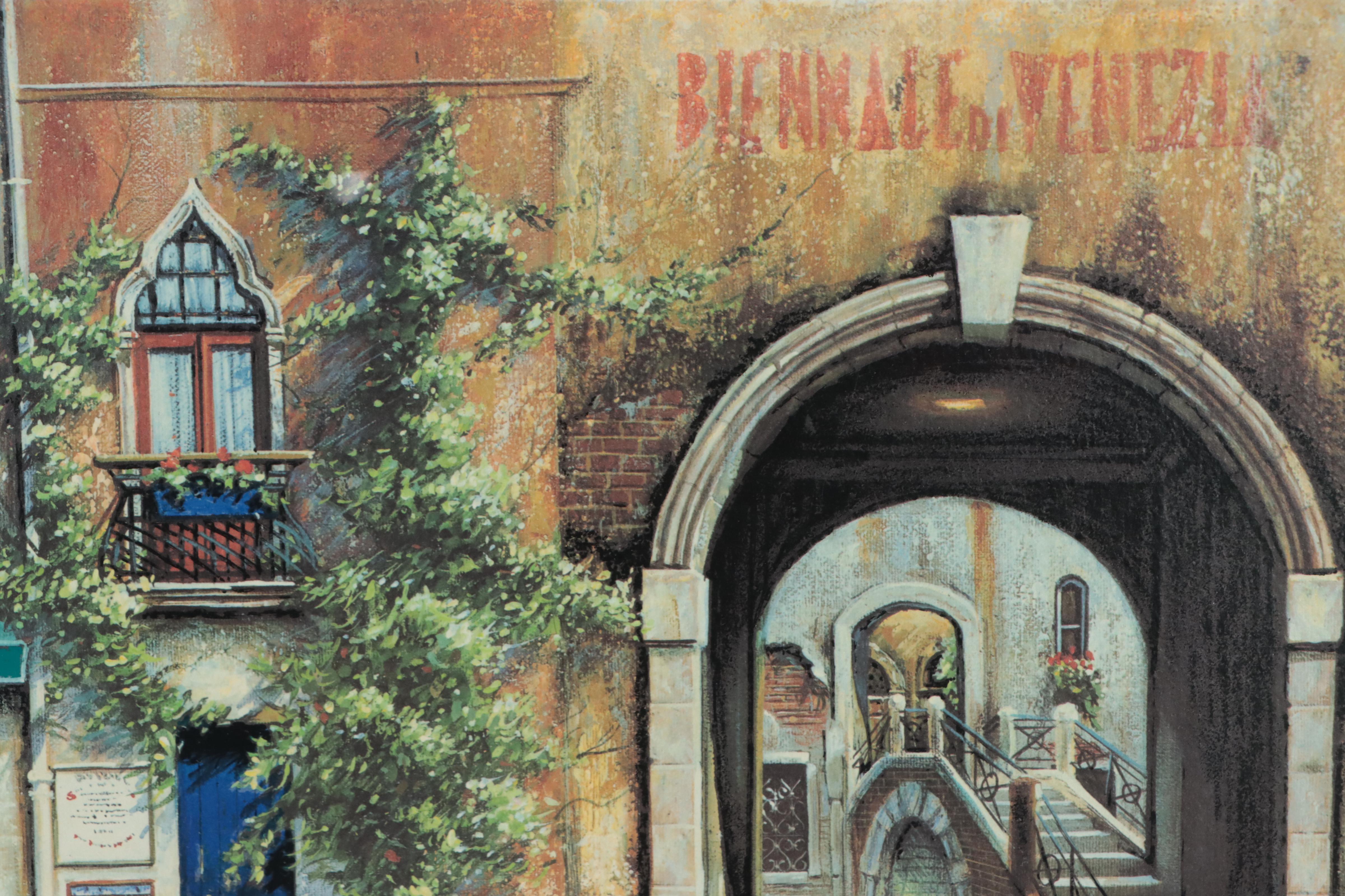 Louis Robichaud Embellished Giclée of Venice Canal Scene