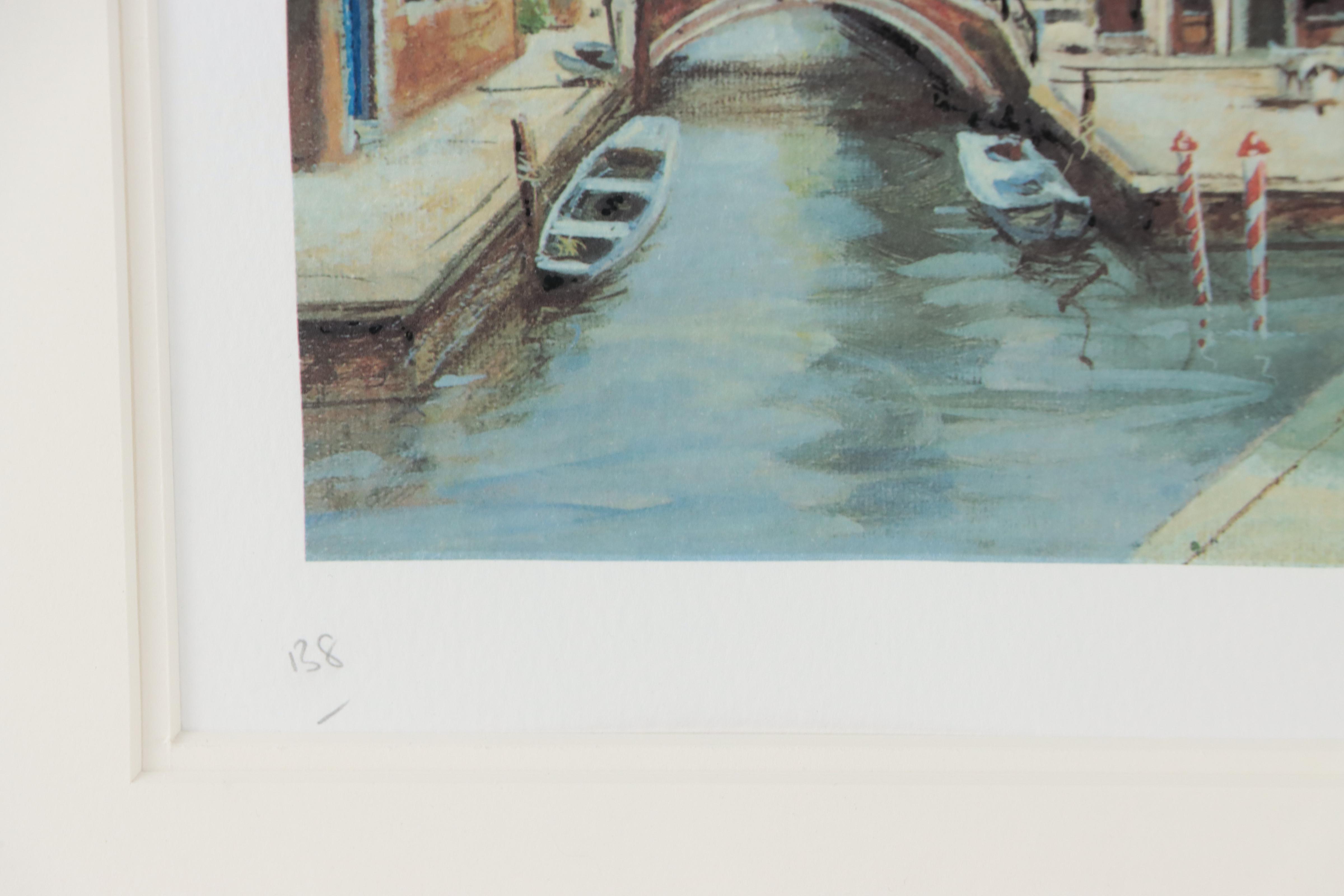 Louis Robichaud Embellished Giclée of Venice Canal Scene