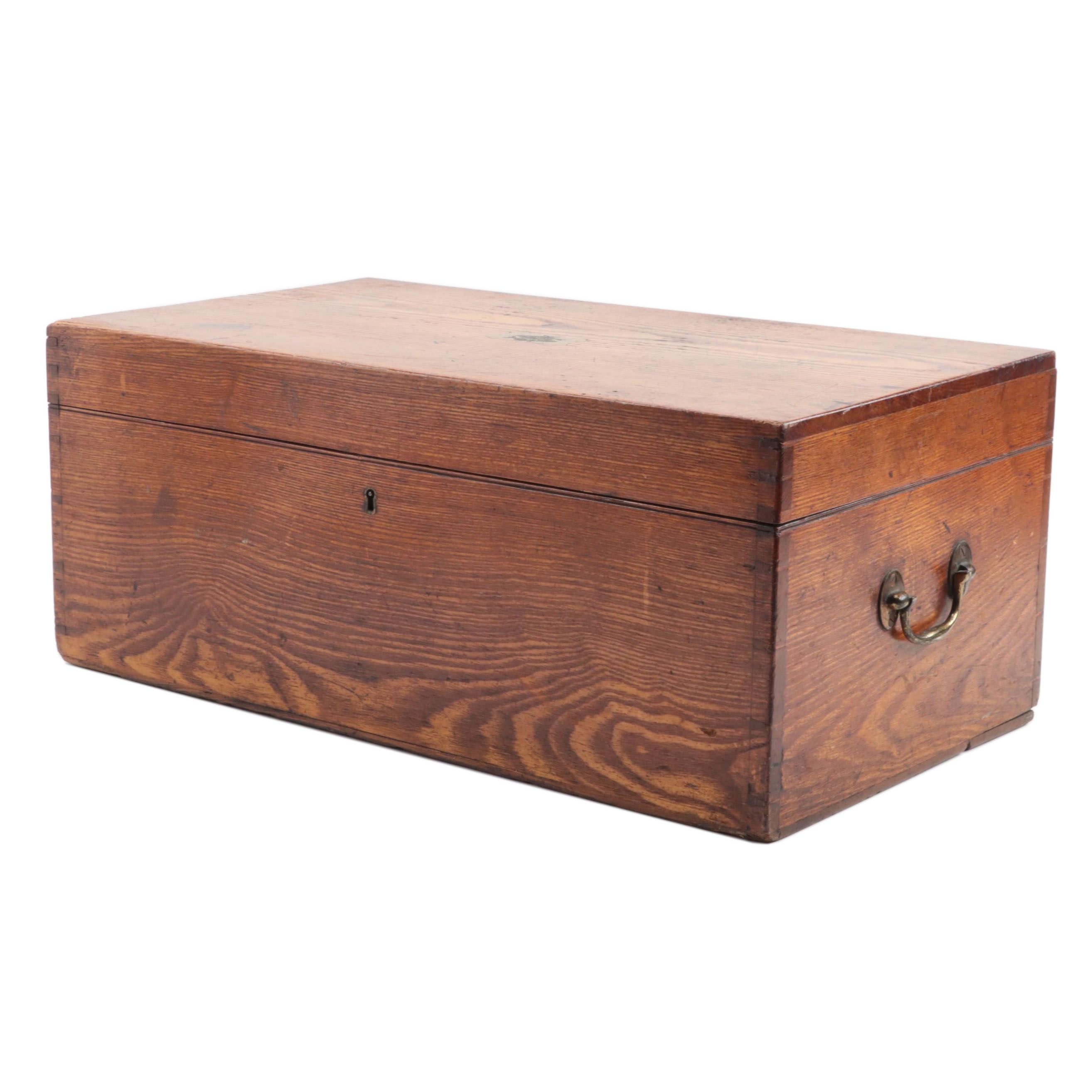 Small Victorian Pine Traveling Trunk, Late 19th/Early 20th Century