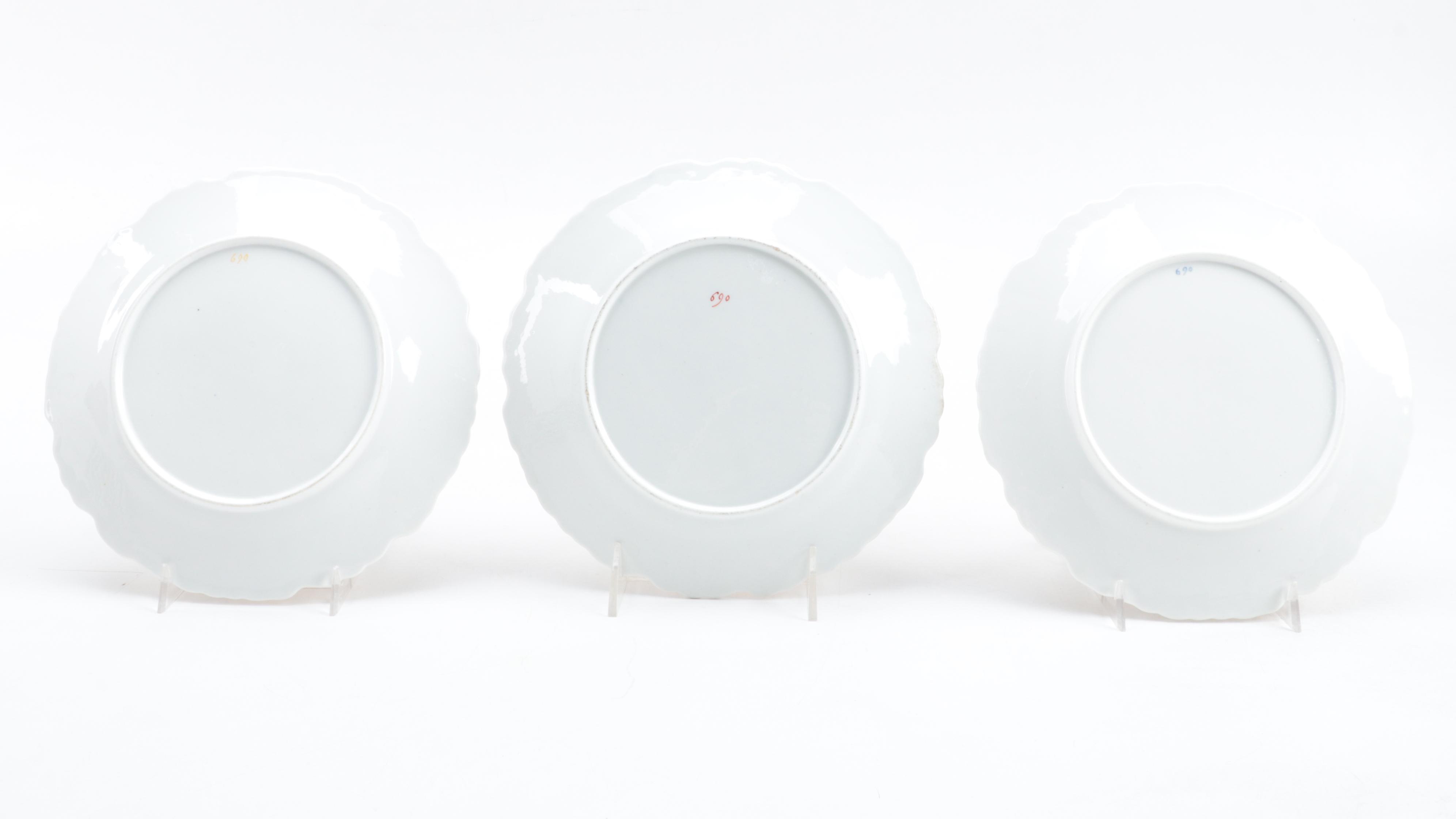 English Porcelain Hand-Painted Botanical Fruit Service