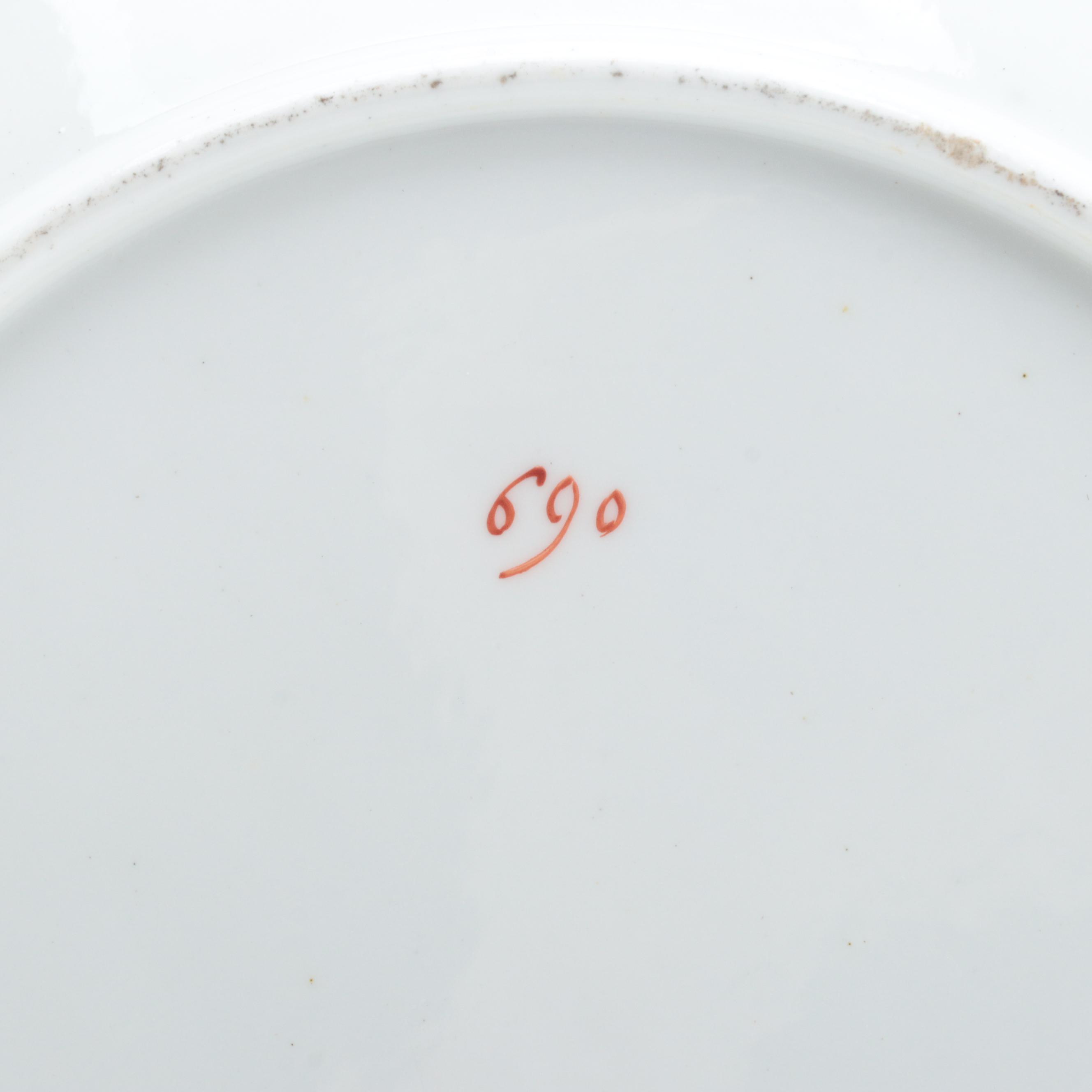 English Porcelain Hand-Painted Botanical Fruit Service