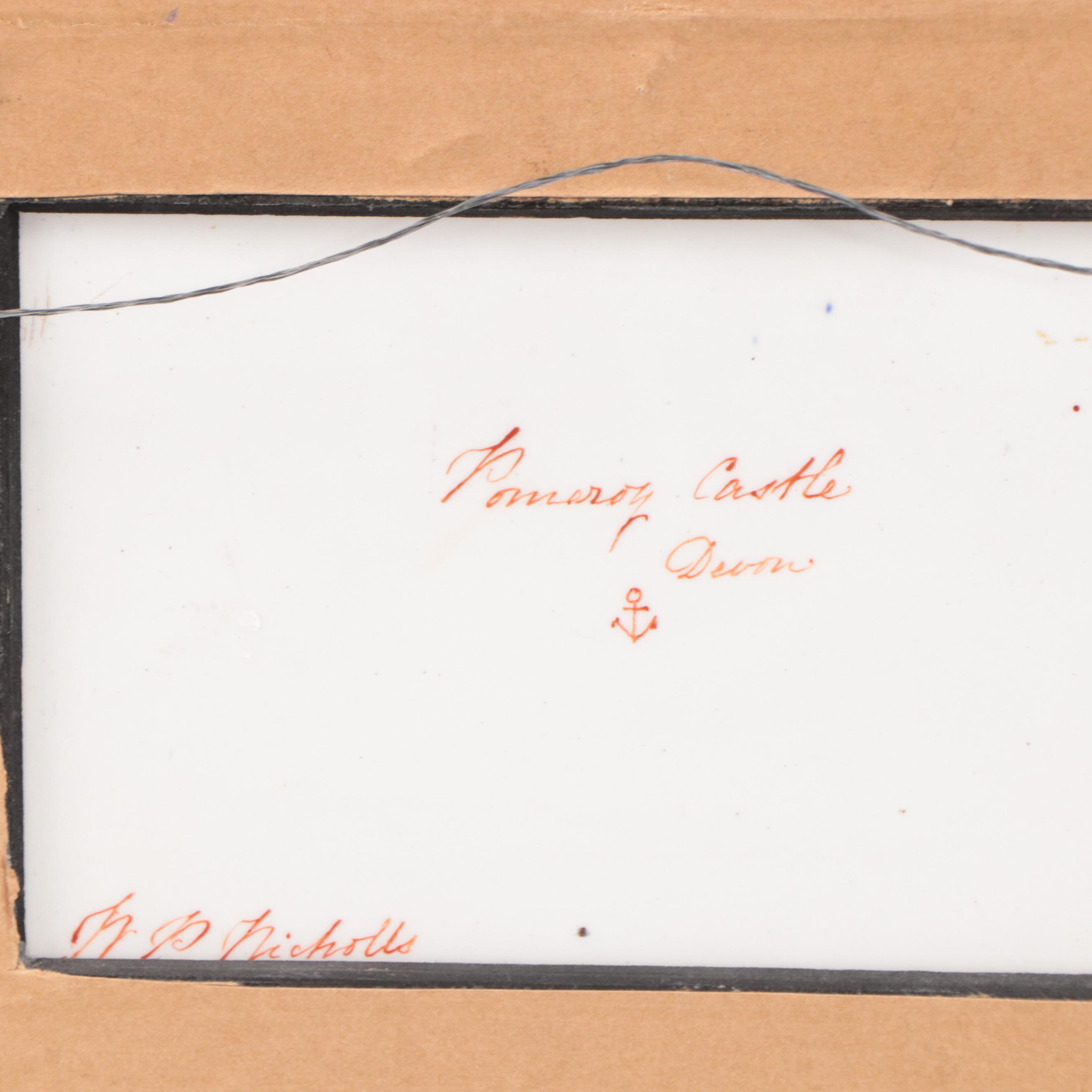 N.P. Nicholls Hand-Painted Porcelain Plaques "Pomeroy" and "Warwick" Castles