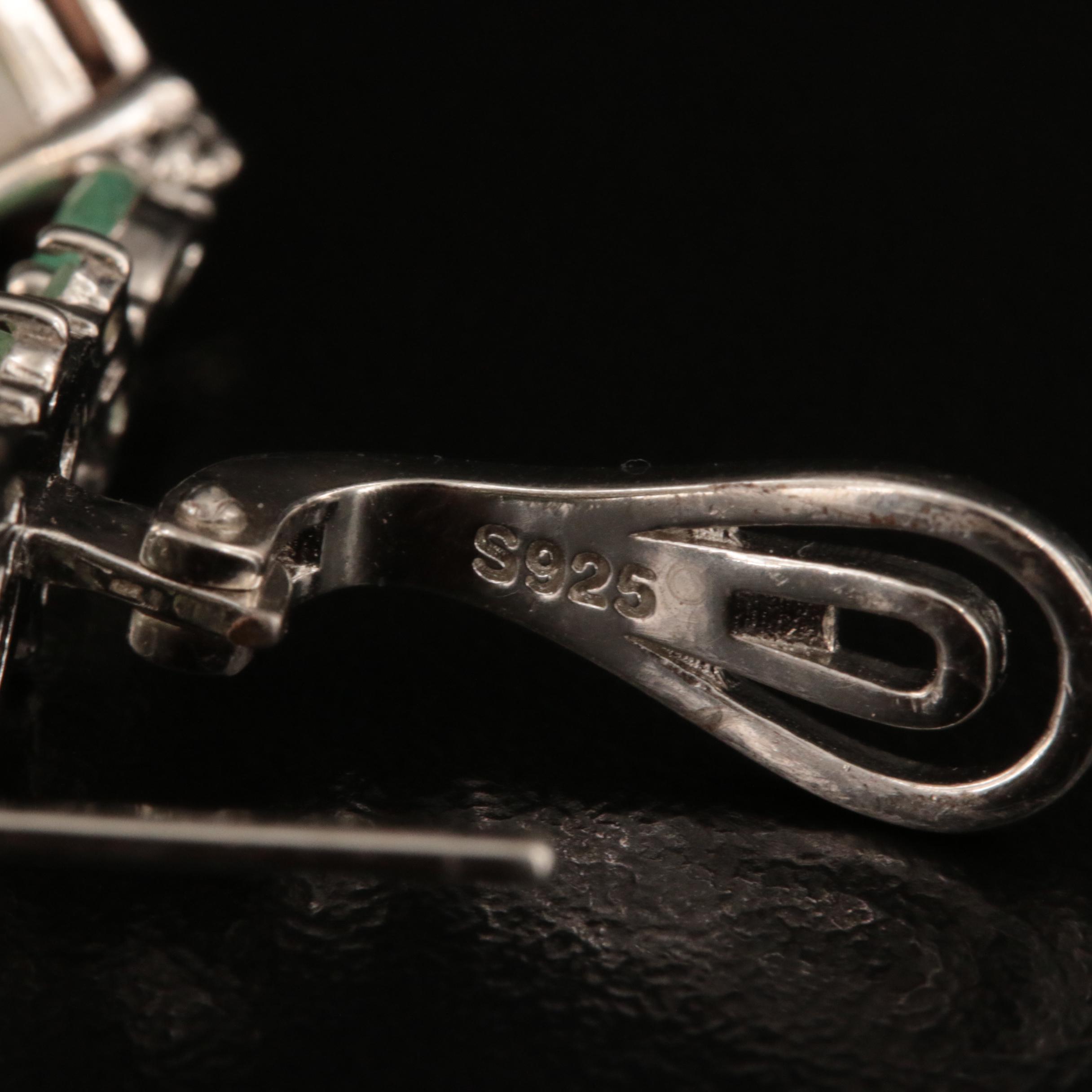 Sterling Opal and Emerald Earrings