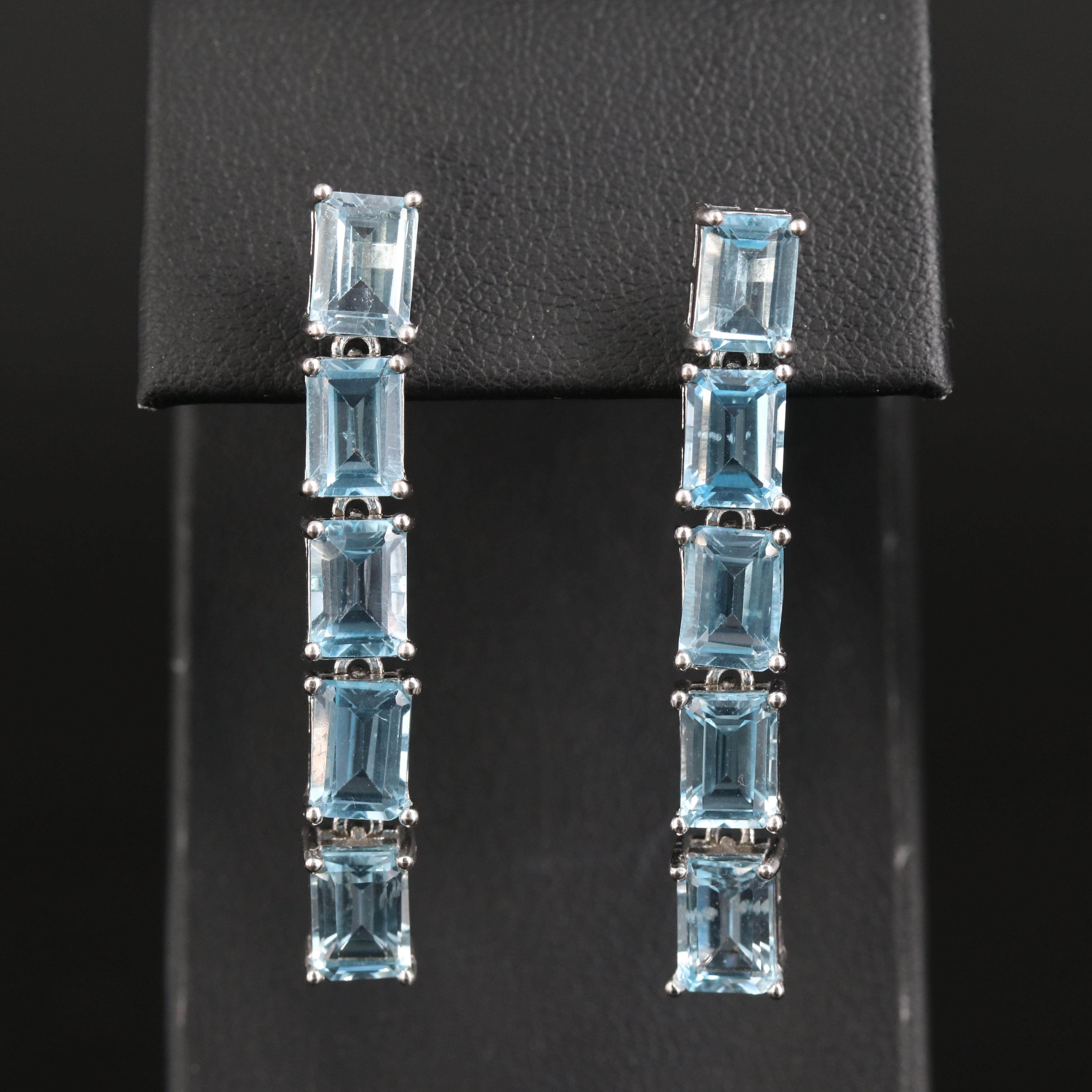 Sterling Sky Blue Topaz Line Earrings
