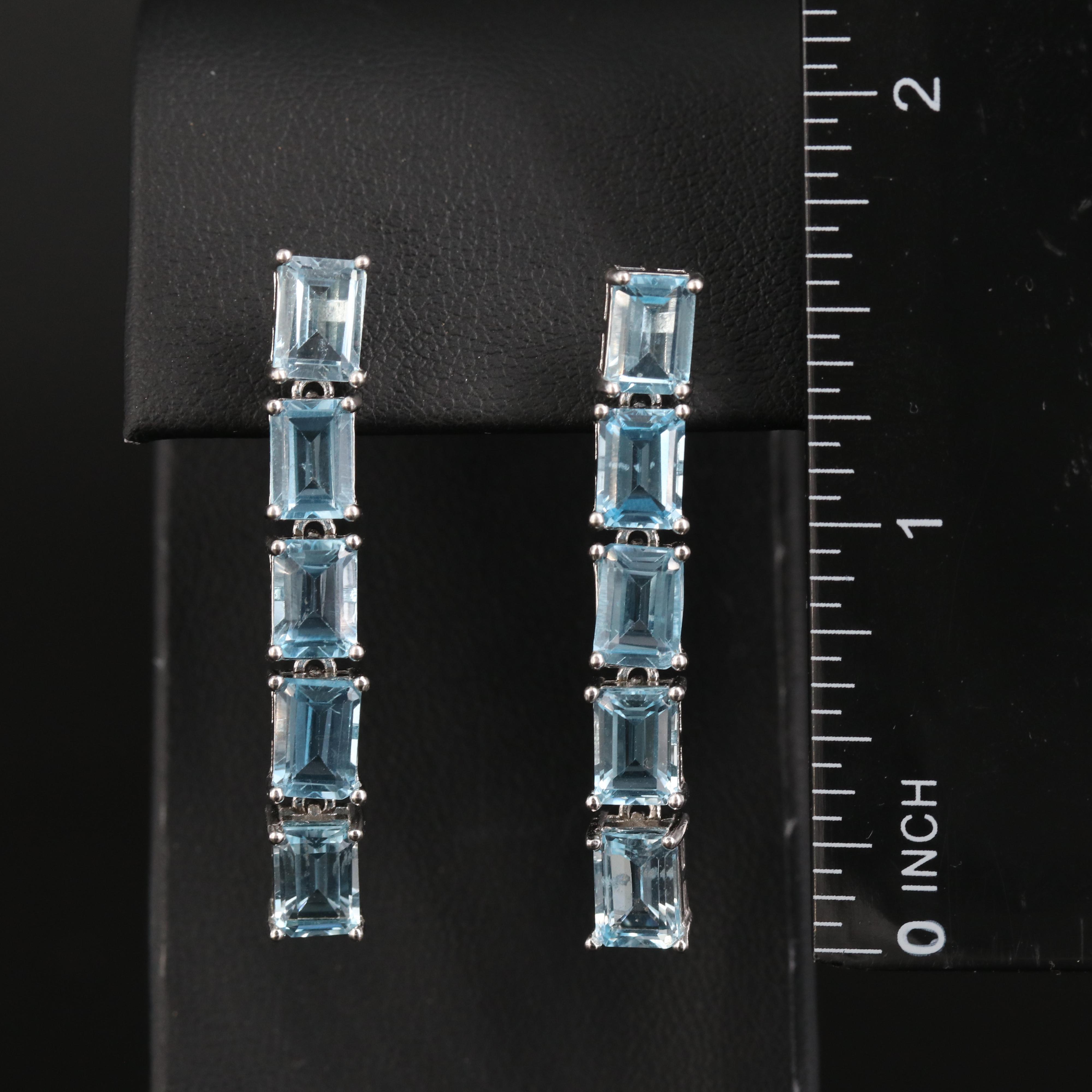 Sterling Sky Blue Topaz Line Earrings