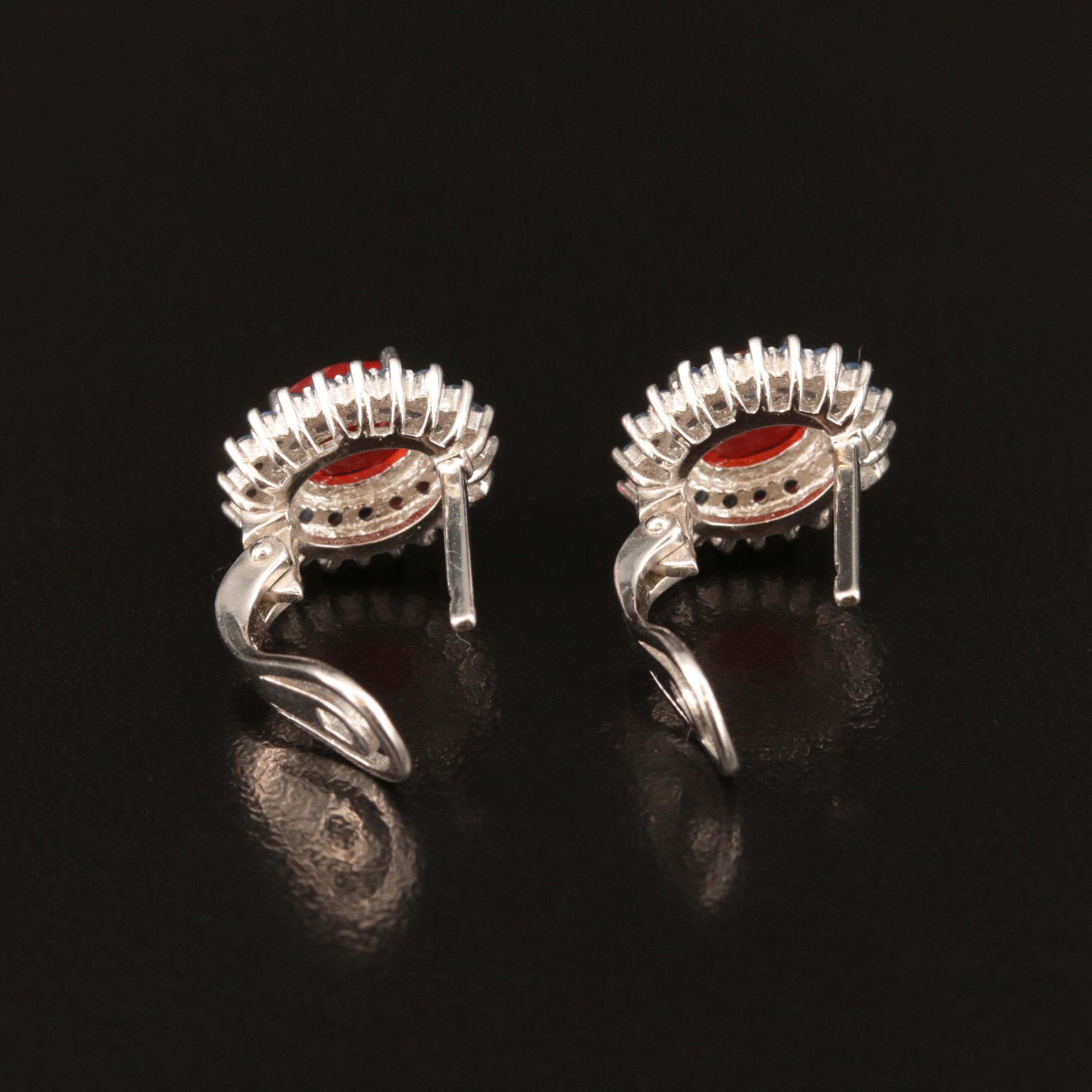 Sterling Opal and Sapphire Earrings