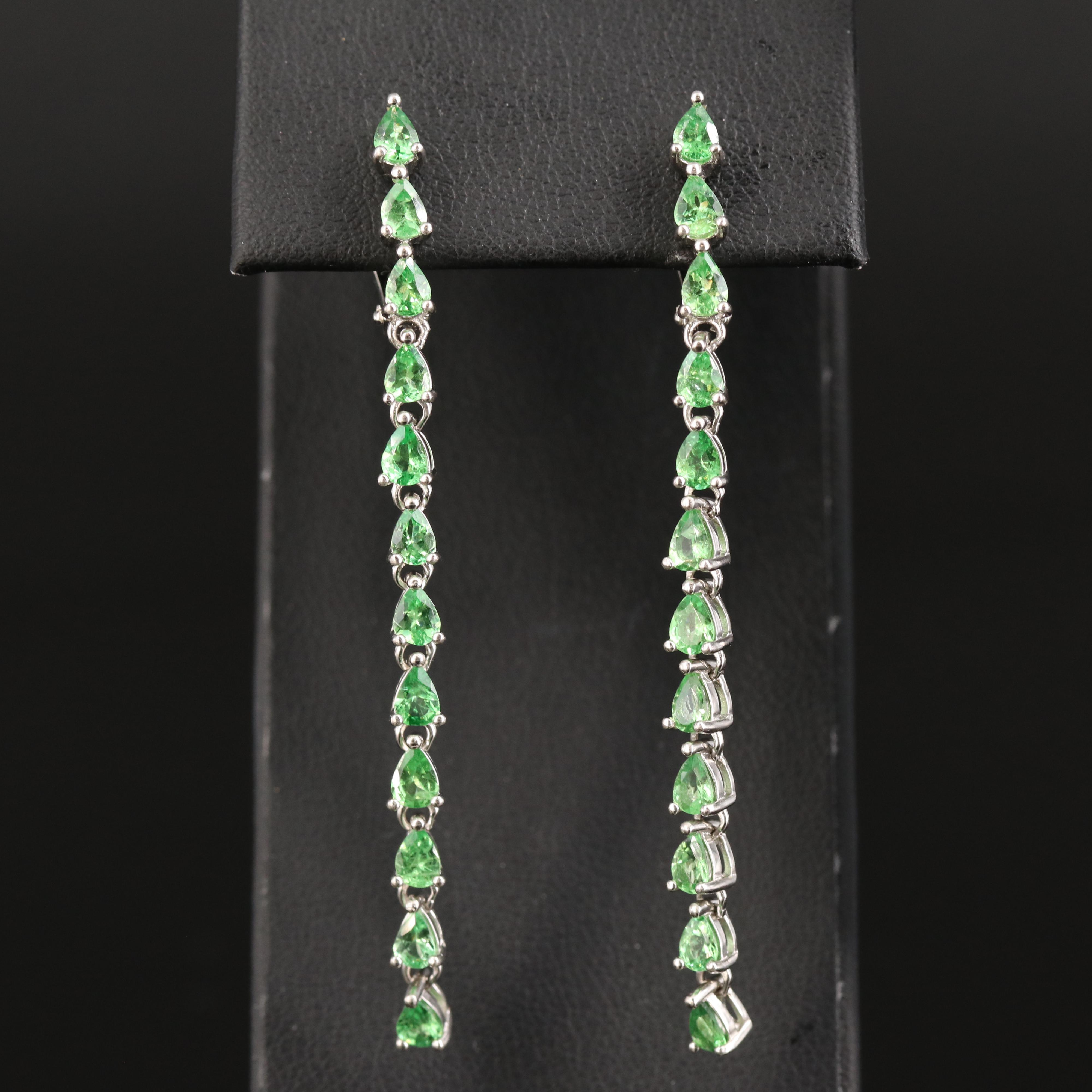 Sterling Diopside Drop Earrings