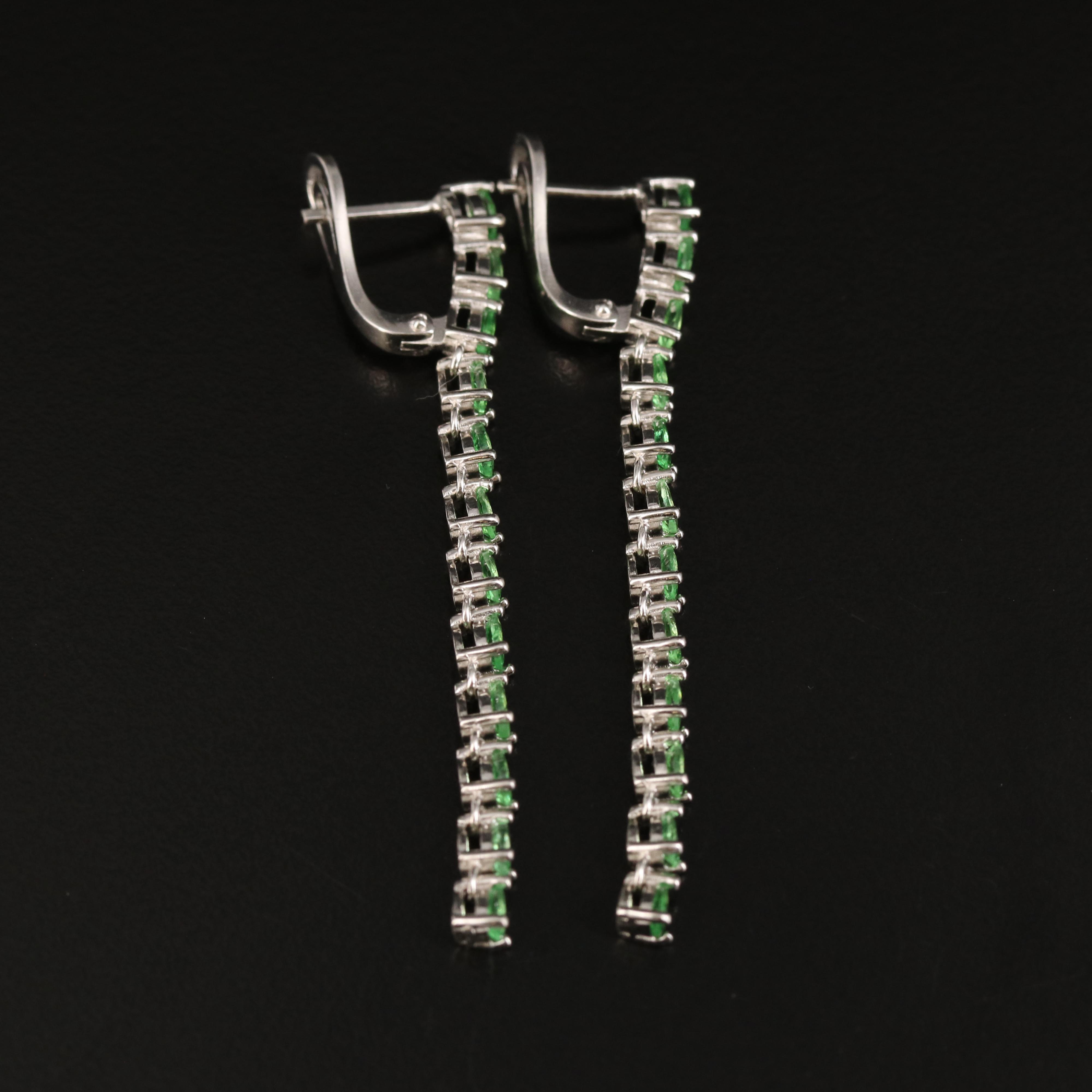 Sterling Diopside Drop Earrings