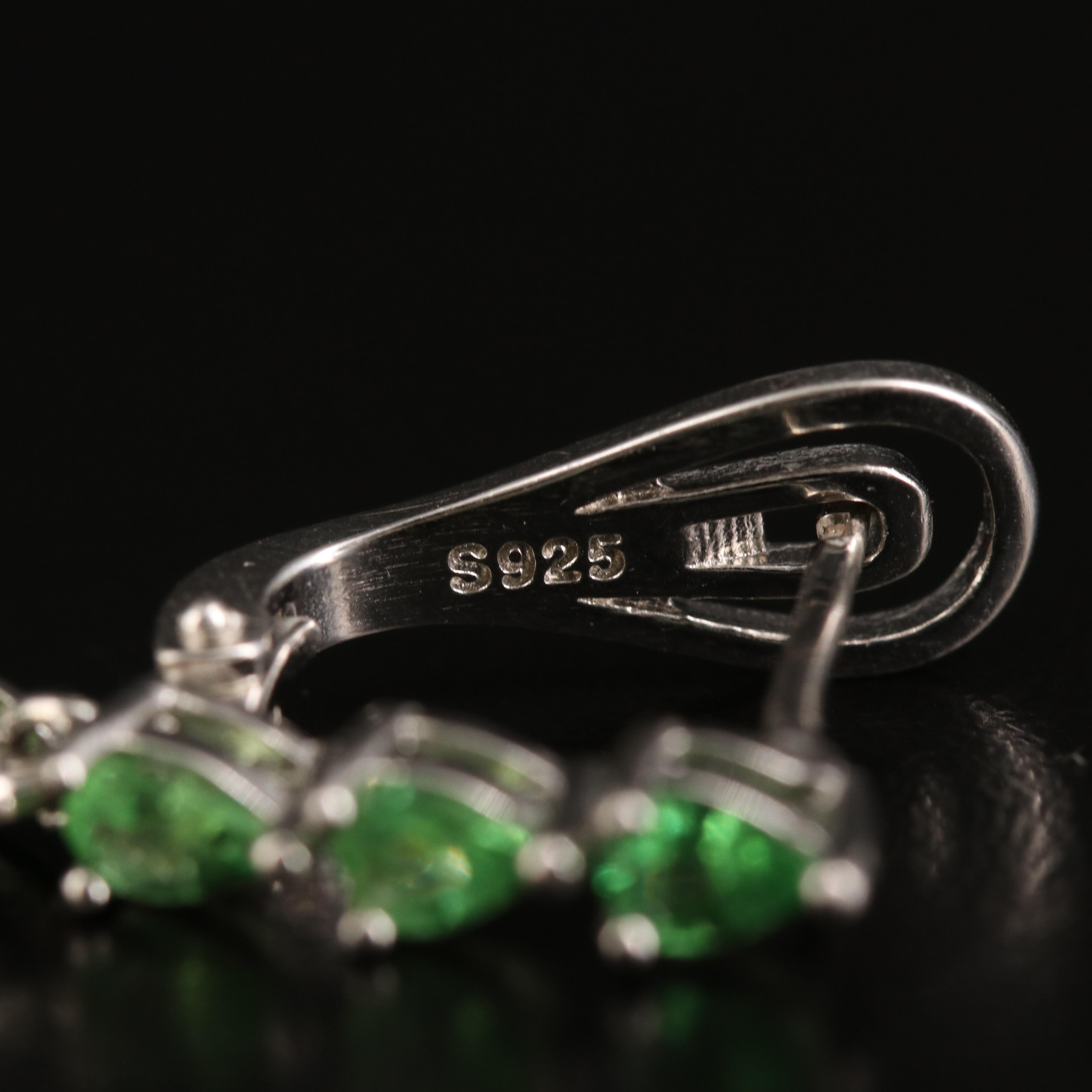 Sterling Diopside Drop Earrings