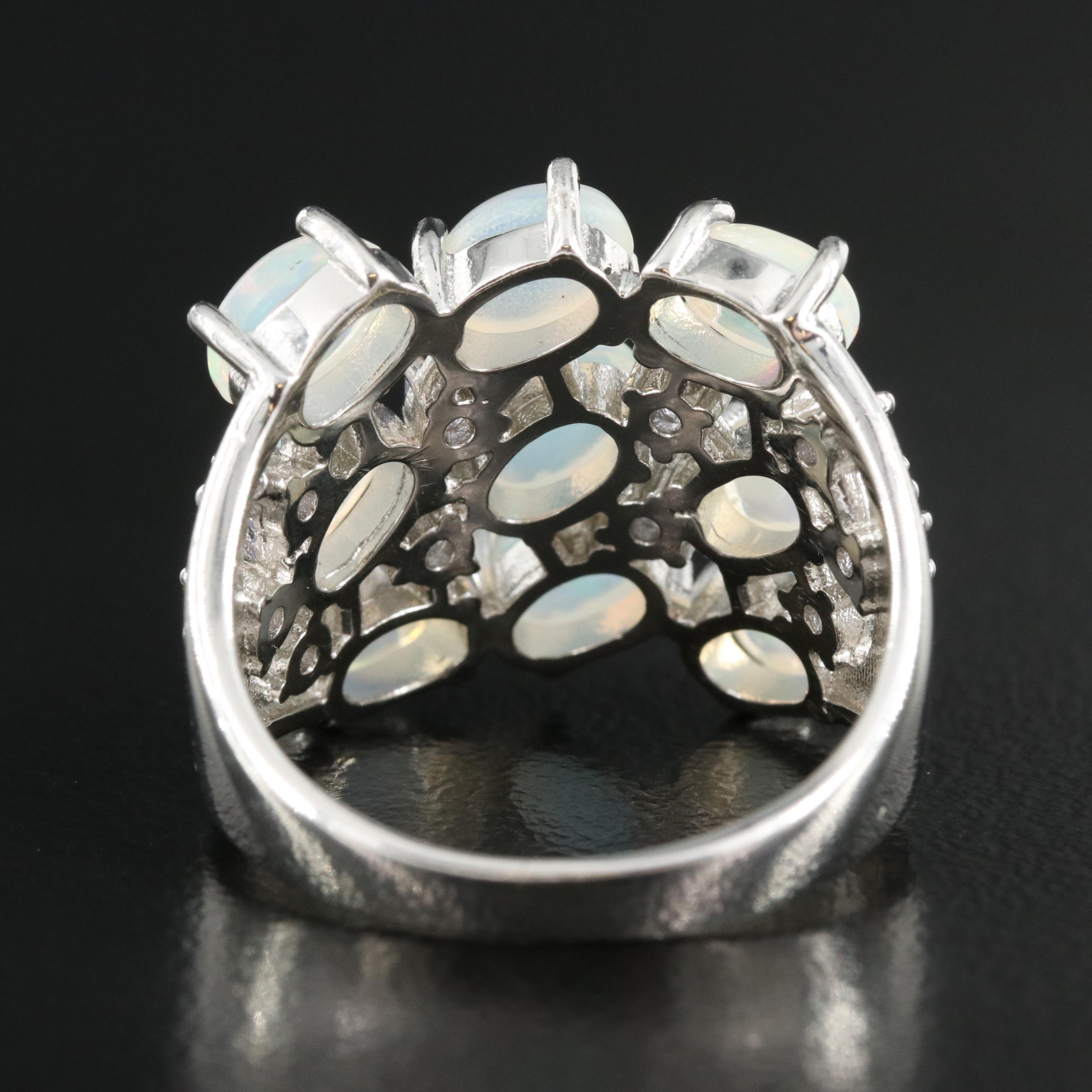 Sterling Opal and Tanzanite Ring