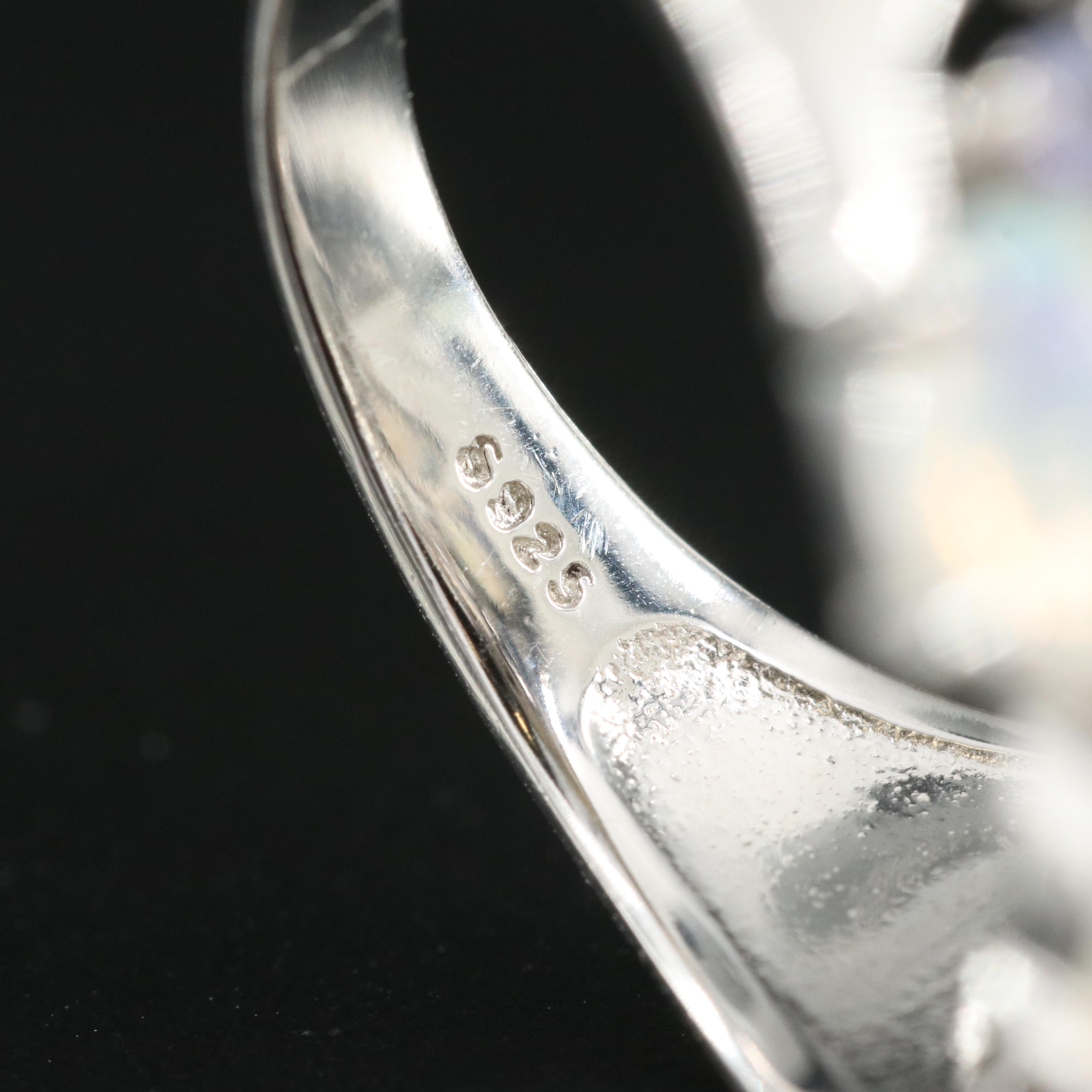 Sterling Opal and Tanzanite Ring