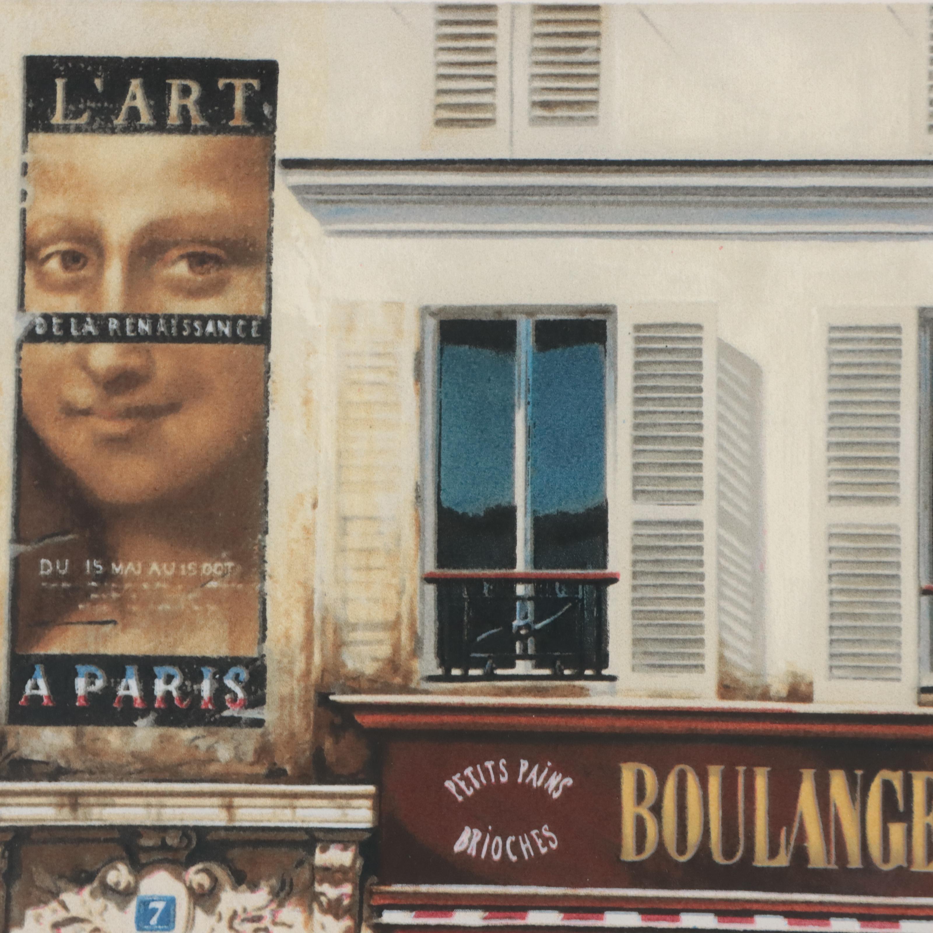 Louis Robichaud Serigraph of Street Scene "Boulangerie"