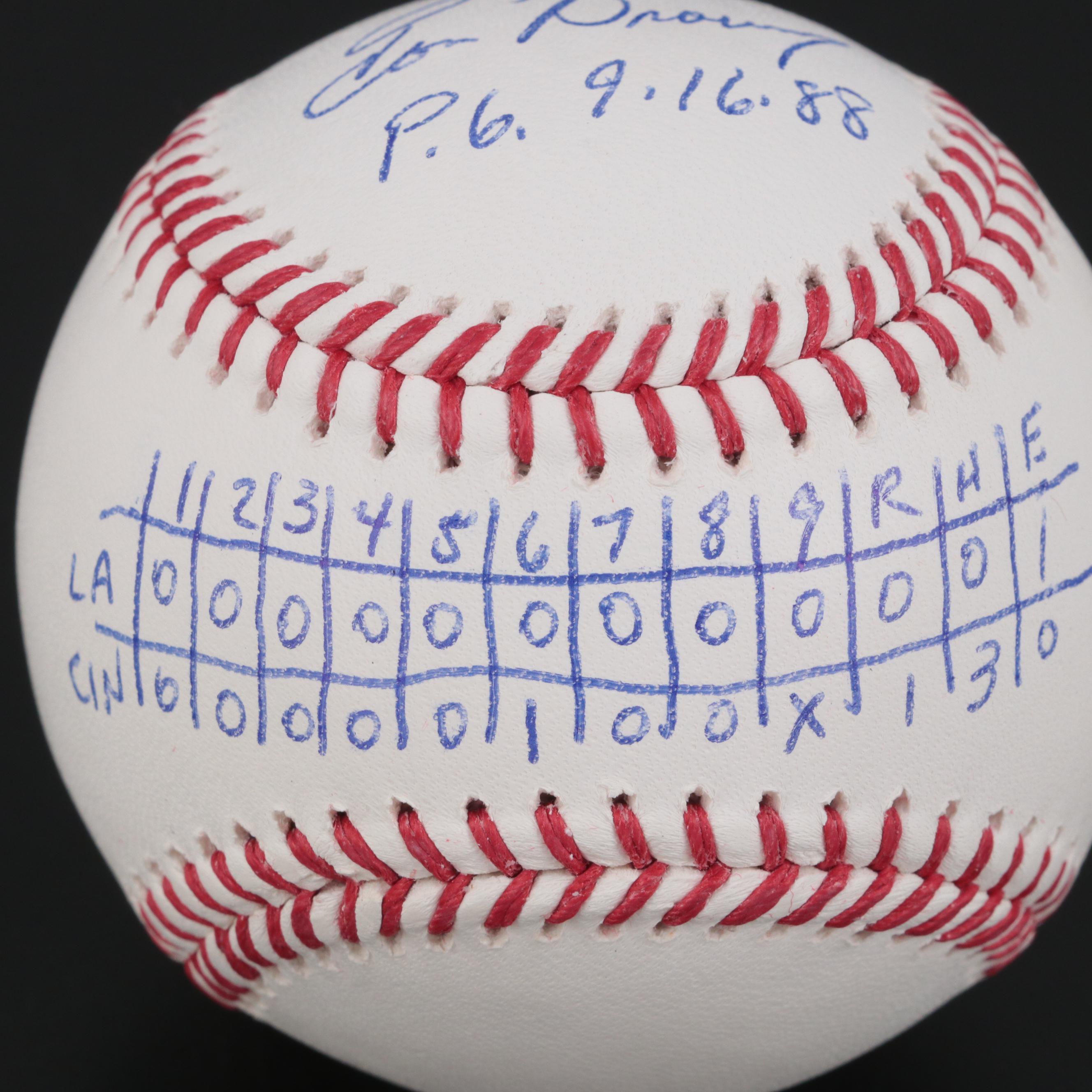 Tom Browning Cincinnati Reds Signed Perfect Game Scoreboard Baseball