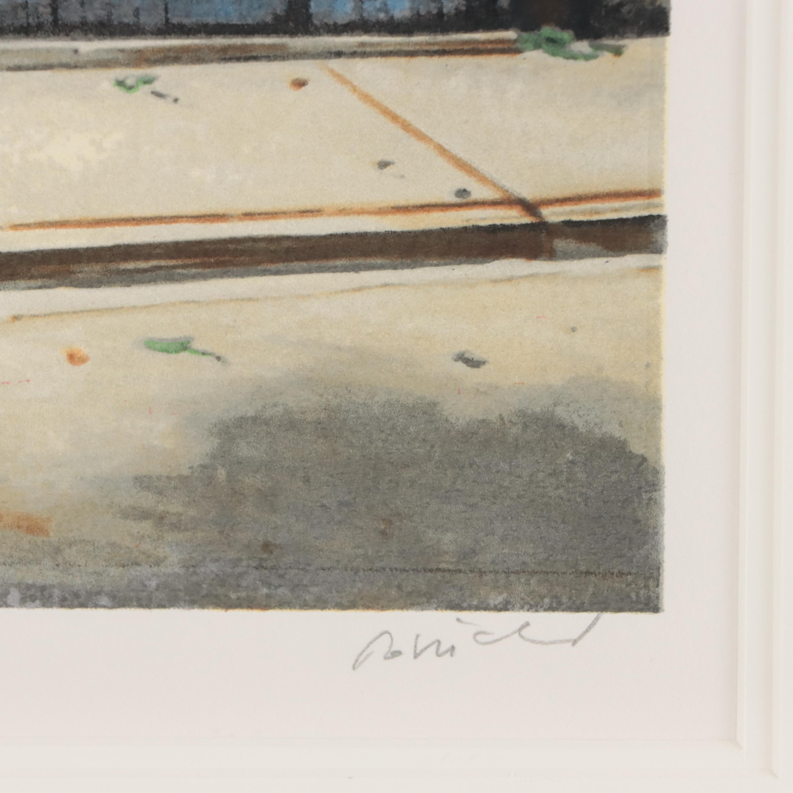 Louis Robichaud Serigraph of Street Scene "Boulangerie"